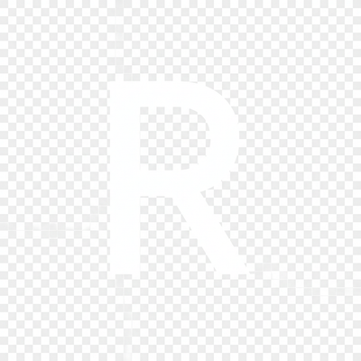 The letter R in white color with no background