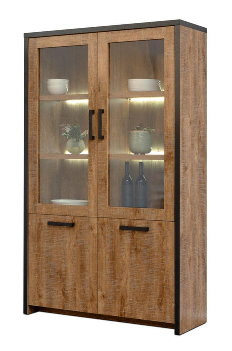 Eetkamerset Star met glaskast + LED - Eetkamerset - Meubelen Robbrecht