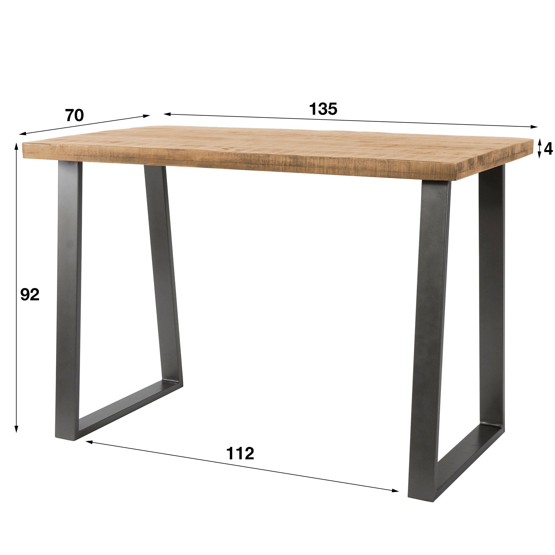 Bartafel Massief trapeziumvorm 135cm / Massief mango antiek – afbeelding 5