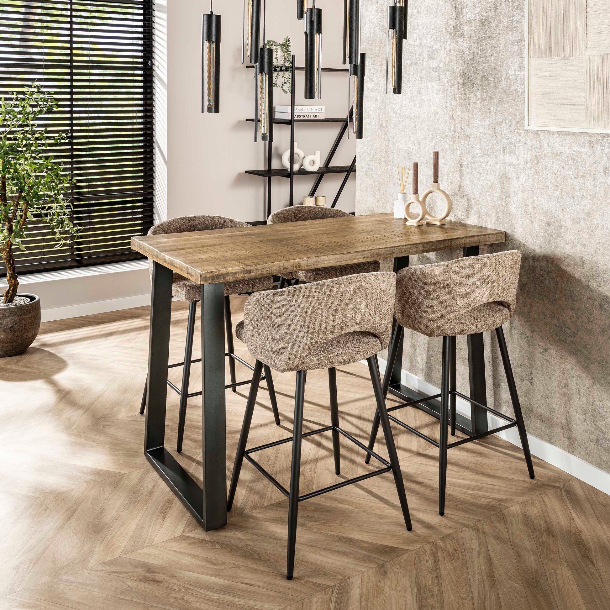 Bartafel Massief trapeziumvorm 135cm / Massief mango antiek – afbeelding 3