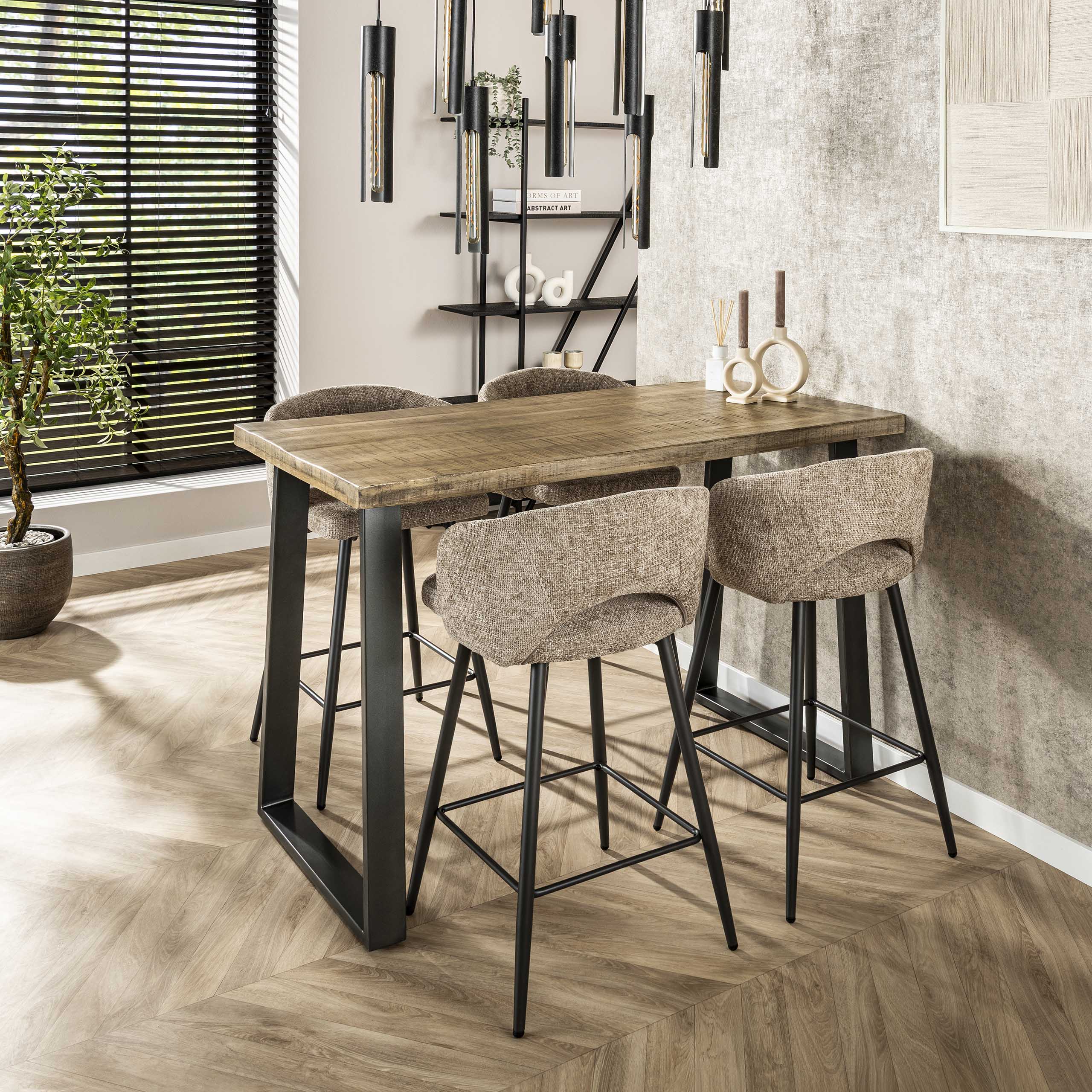 Bartafel Massief trapeziumvorm 135cm / Massief mango antiek – afbeelding 3