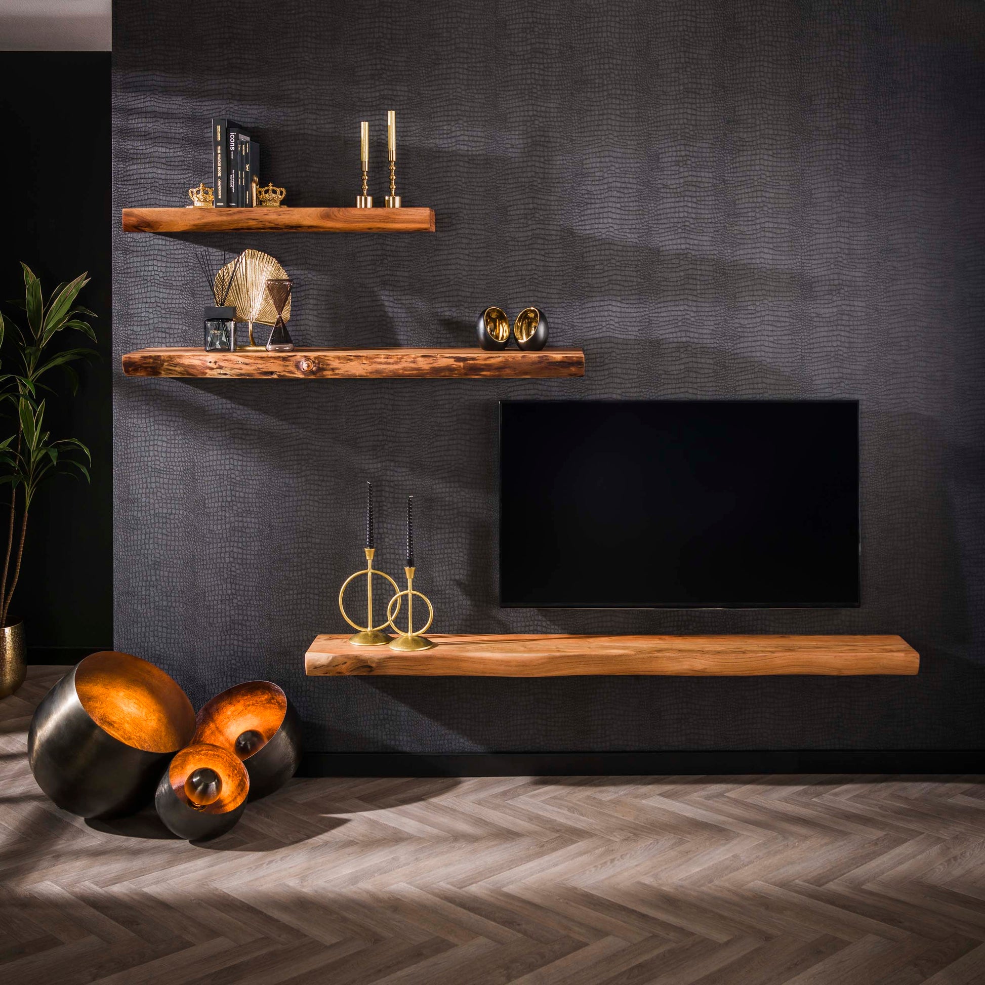 Wandplank Tree 150cm / Massief acacia – afbeelding 4