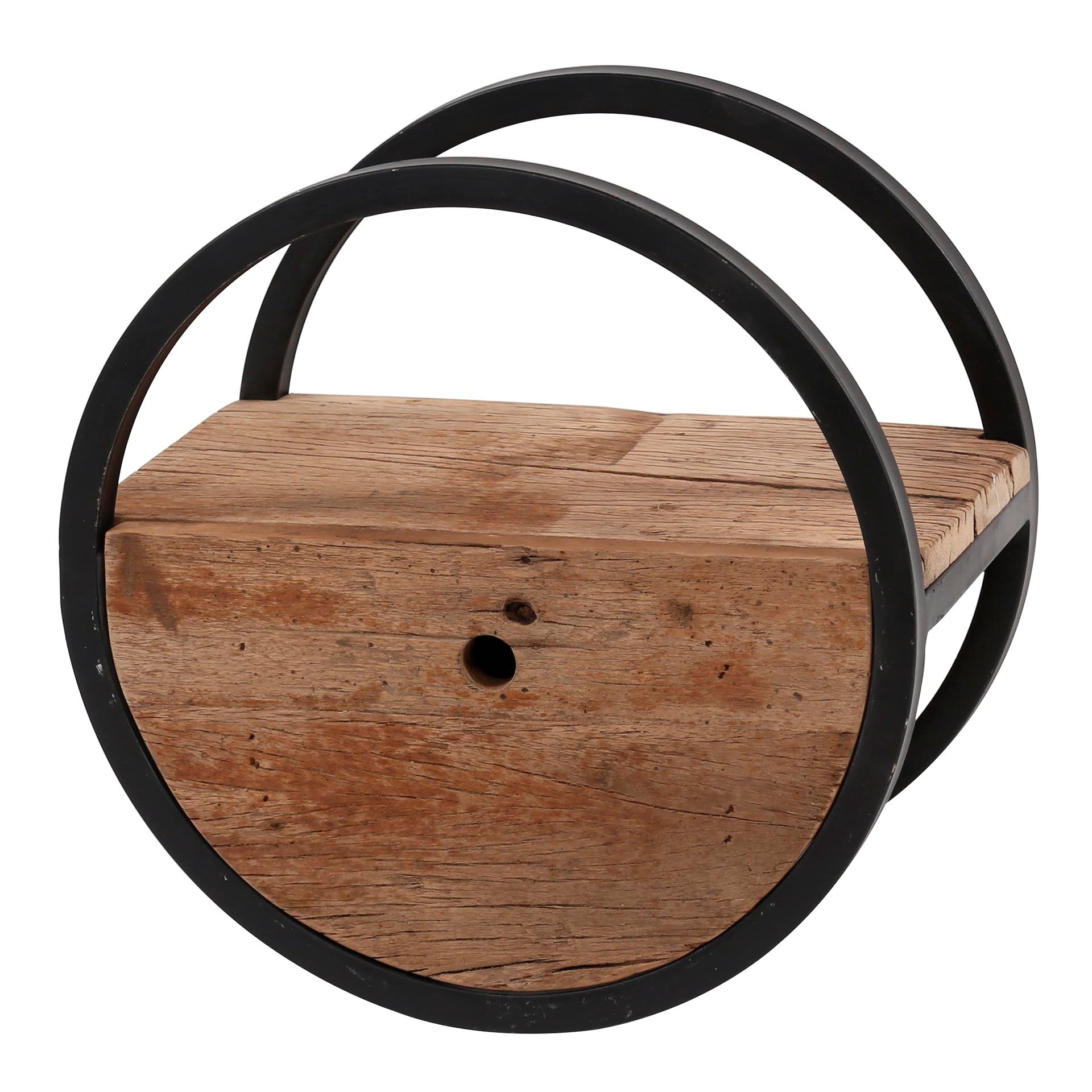 Wandschap Circular 1 lade Ø40cm / Robuust hardhout – afbeelding 5
