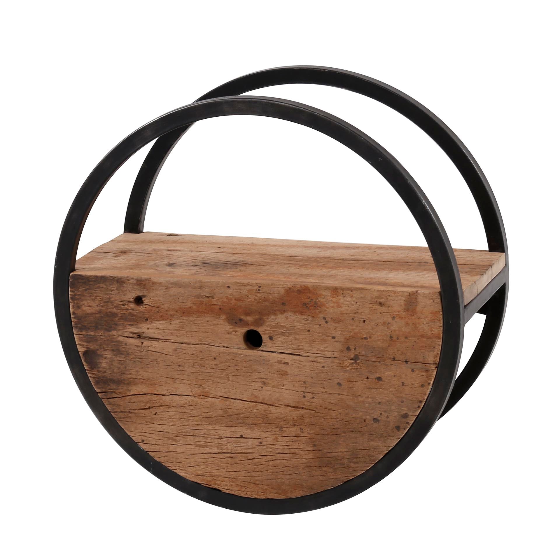 Wandschap Circular 1 lade Ø50cm / Robuust hardhout – afbeelding 5