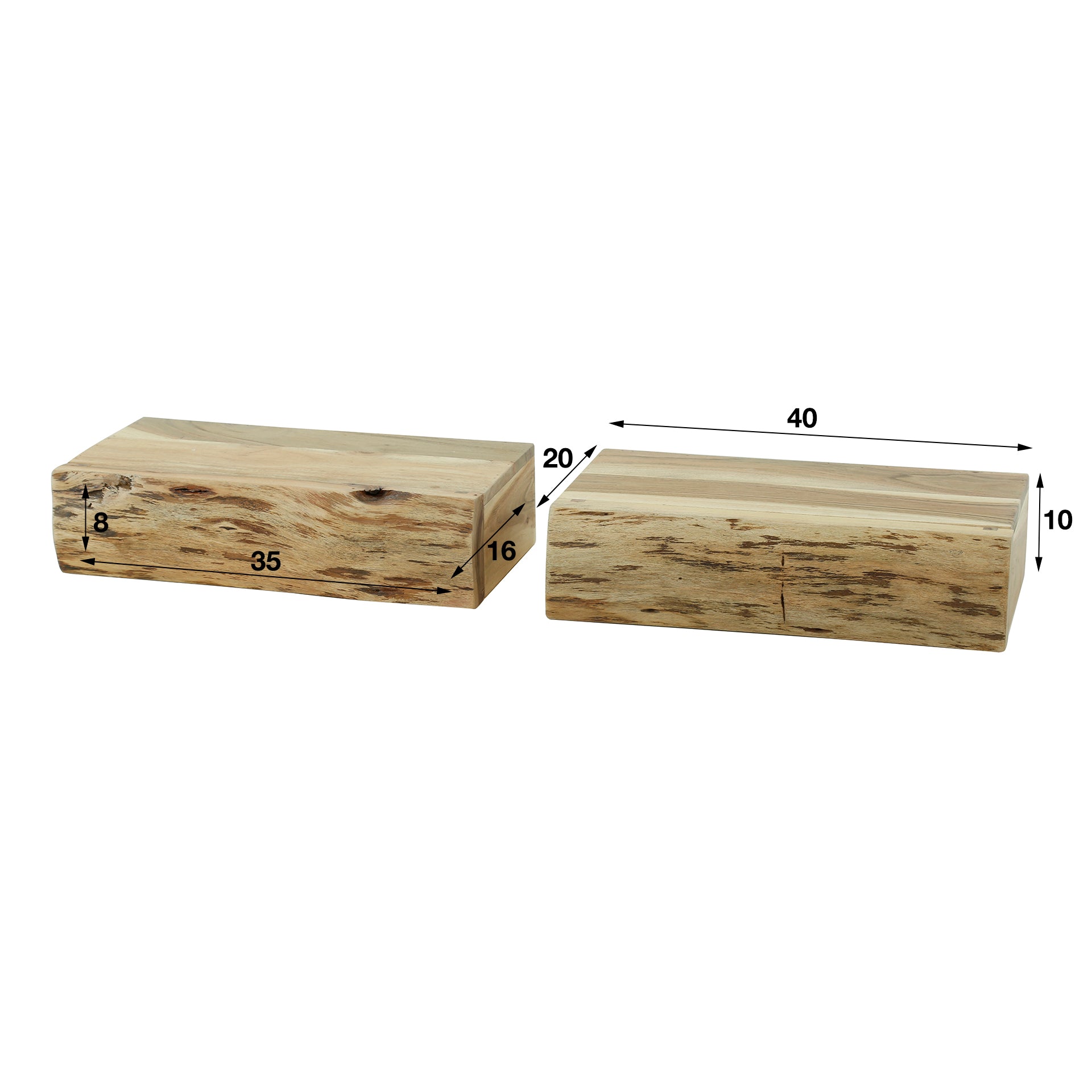 Nachtkastje Tree L 1 lade set van 2 / Massief acacia – afbeelding 8