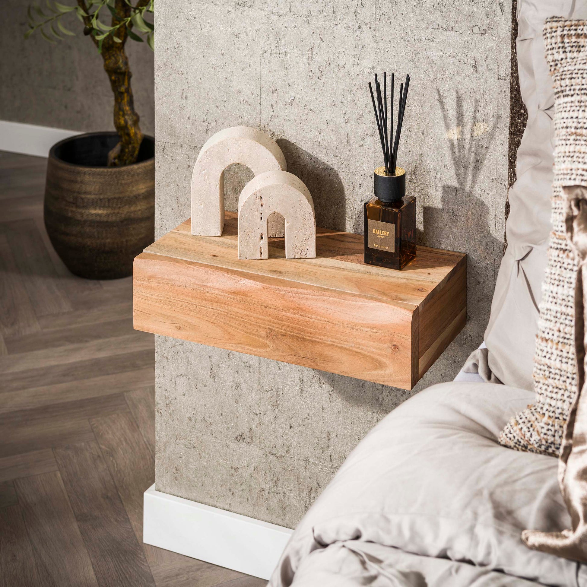 Nachtkastje Tree L 1 lade set van 2 / Massief acacia – afbeelding 5
