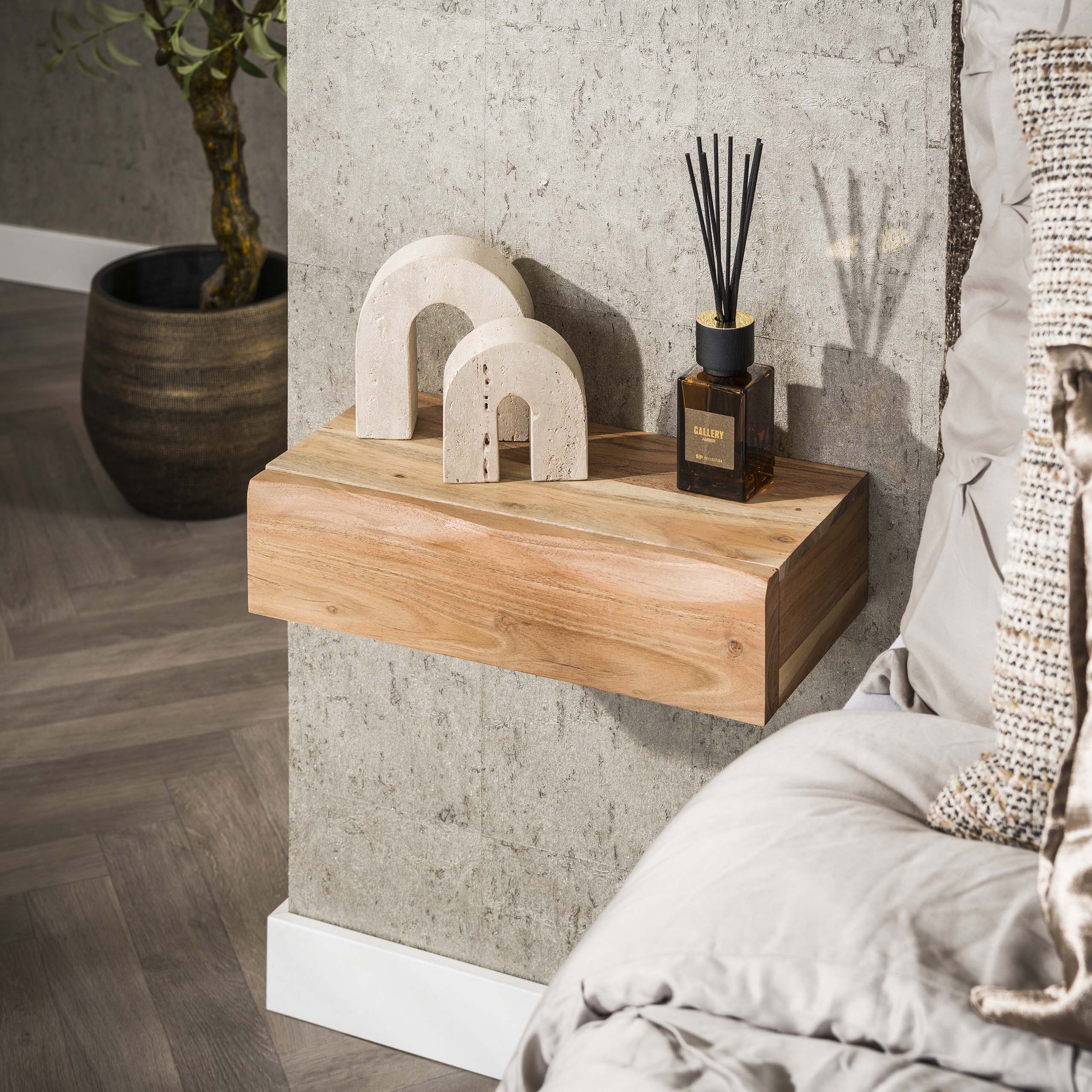 Nachtkastje Tree L 1 lade set van 2 / Massief acacia – afbeelding 5