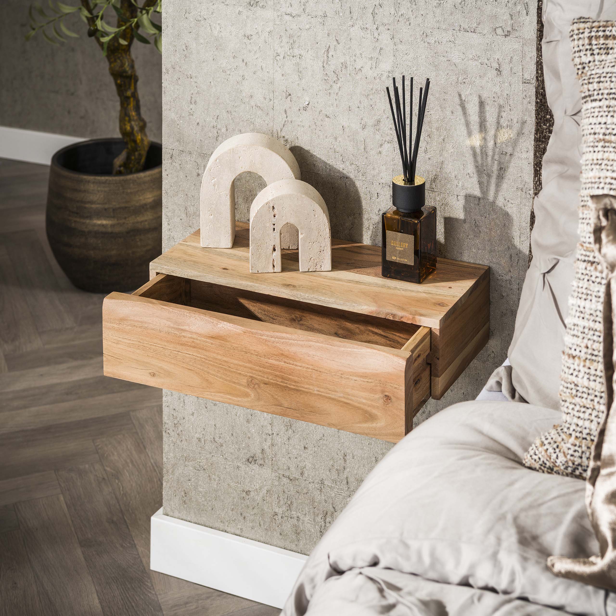 Nachtkastje Tree L 1 lade set van 2 / Massief acacia – afbeelding 6