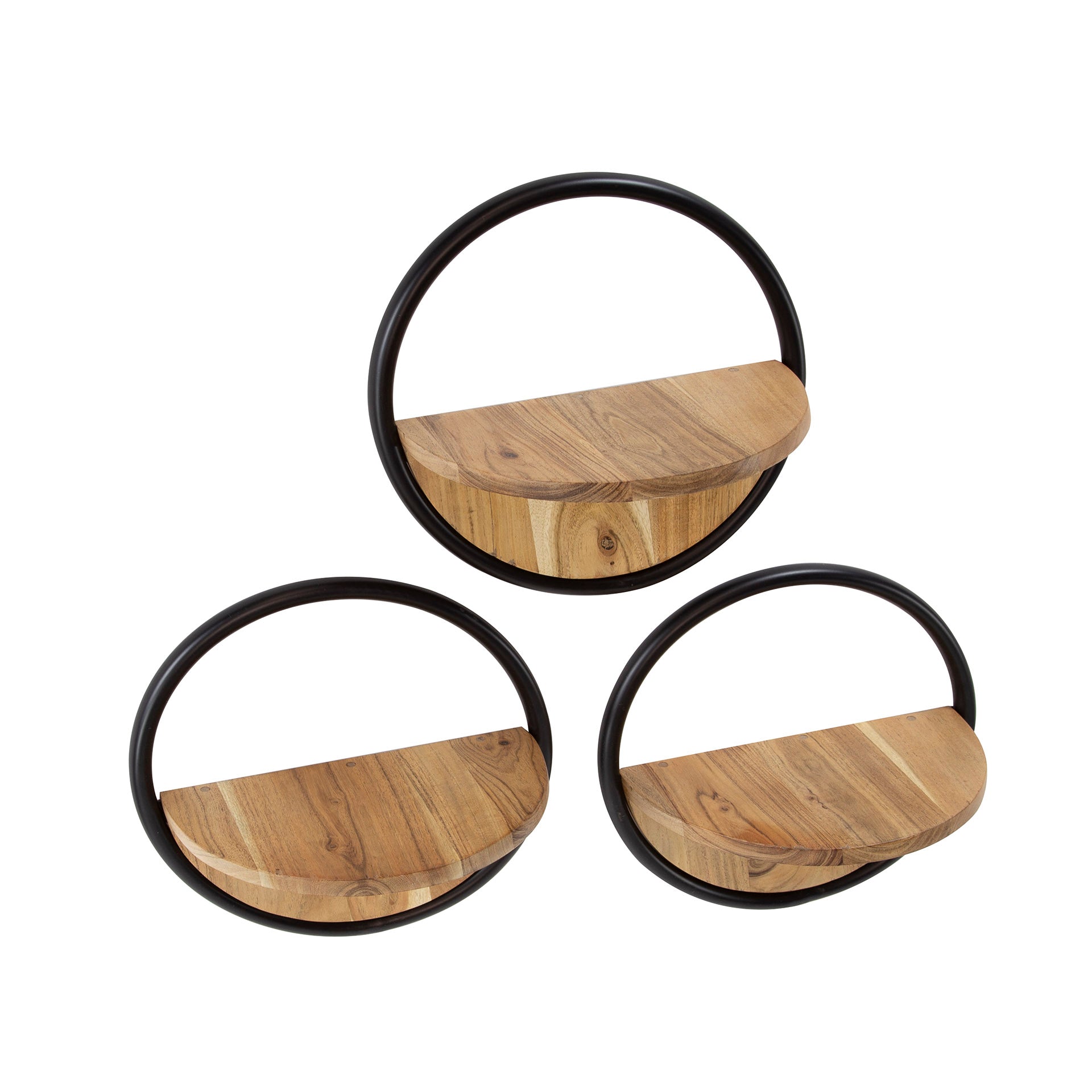 Wandschap Round set van 3 / Massief acacia – afbeelding 3