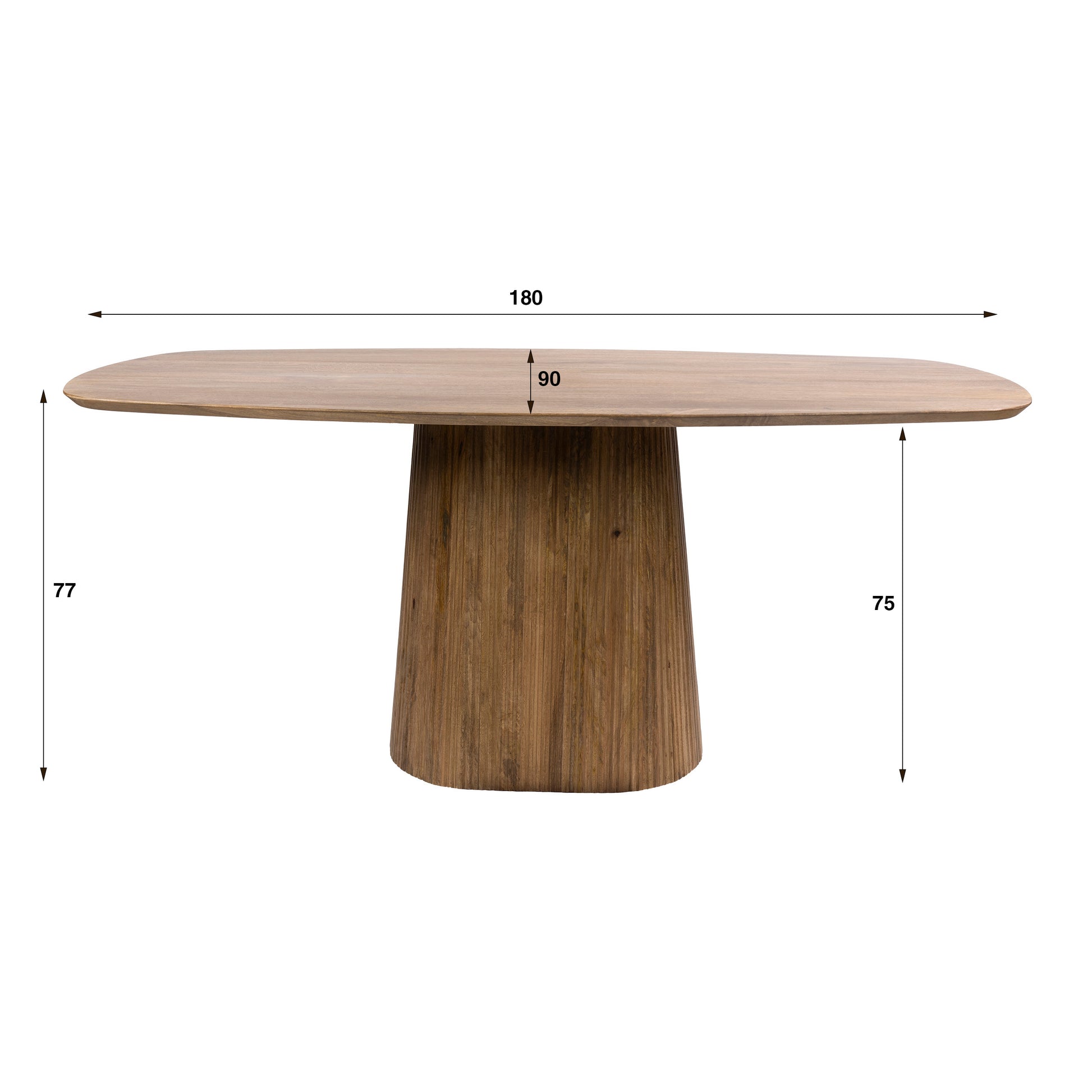 Eettafel Wave Centro deens ovaal 180cm / Massief mango zand – afbeelding 7