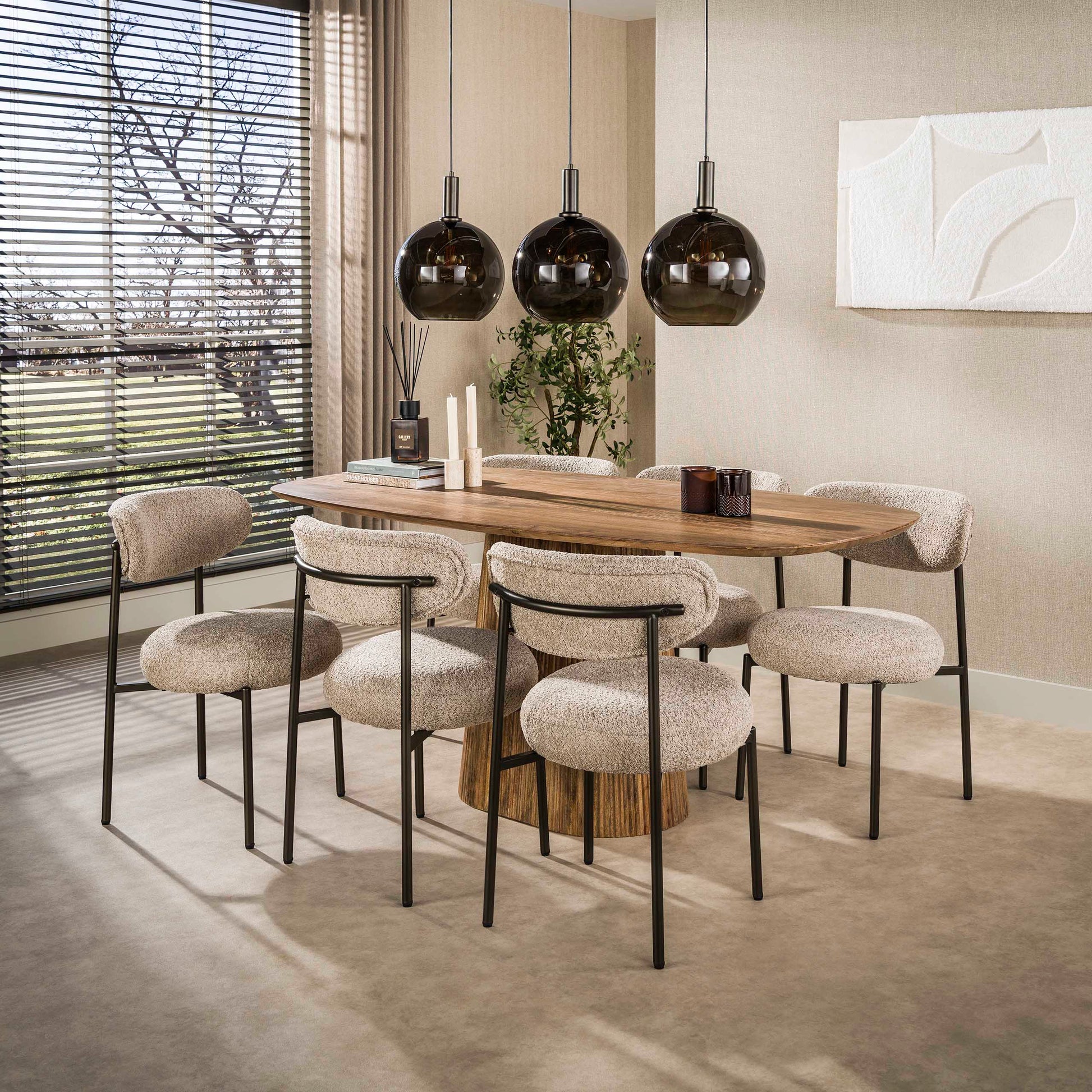Eettafel Wave Centro deens ovaal 180cm / Massief mango zand – afbeelding 3