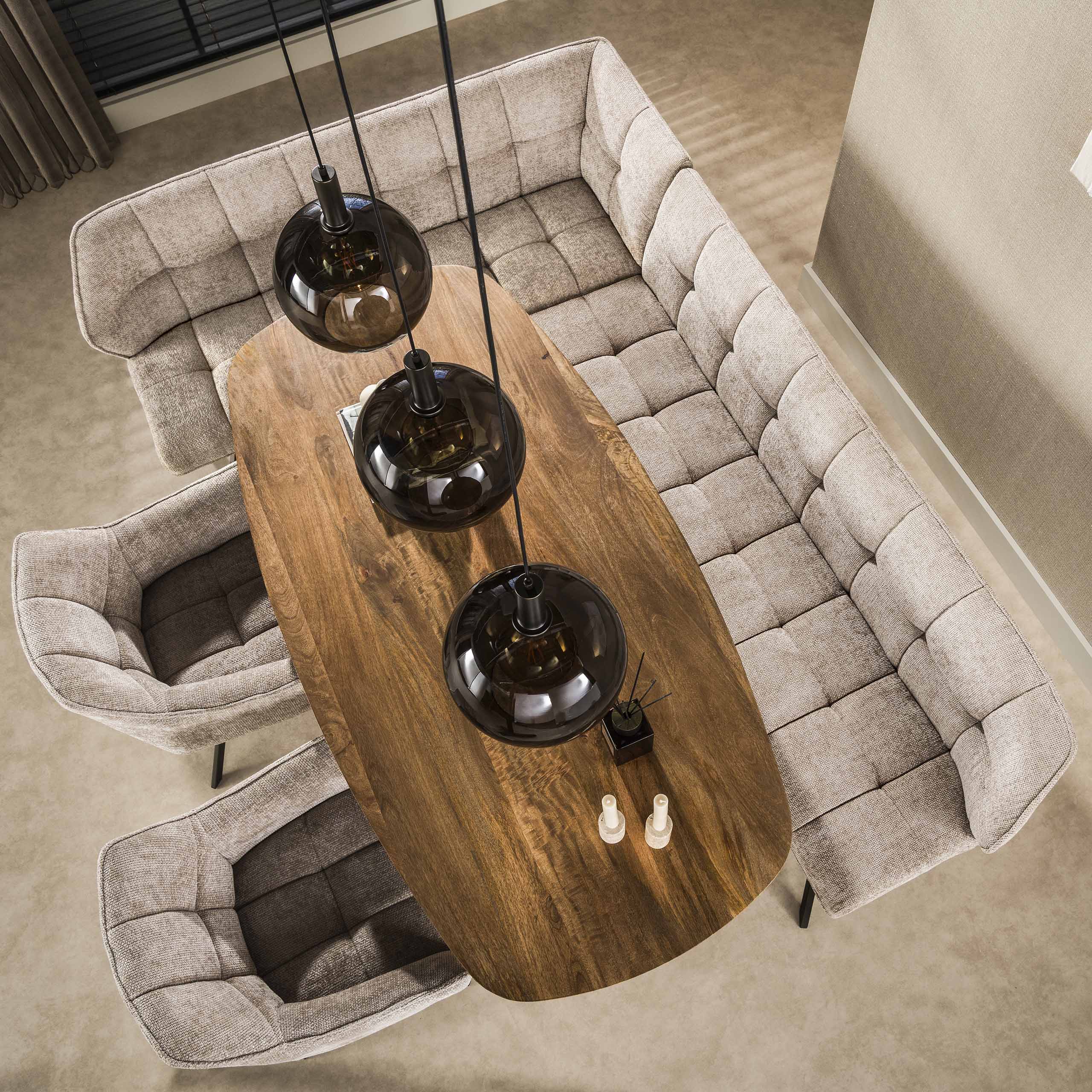 Eettafel Wave Centro deens ovaal 180cm / Massief mango zand – afbeelding 5