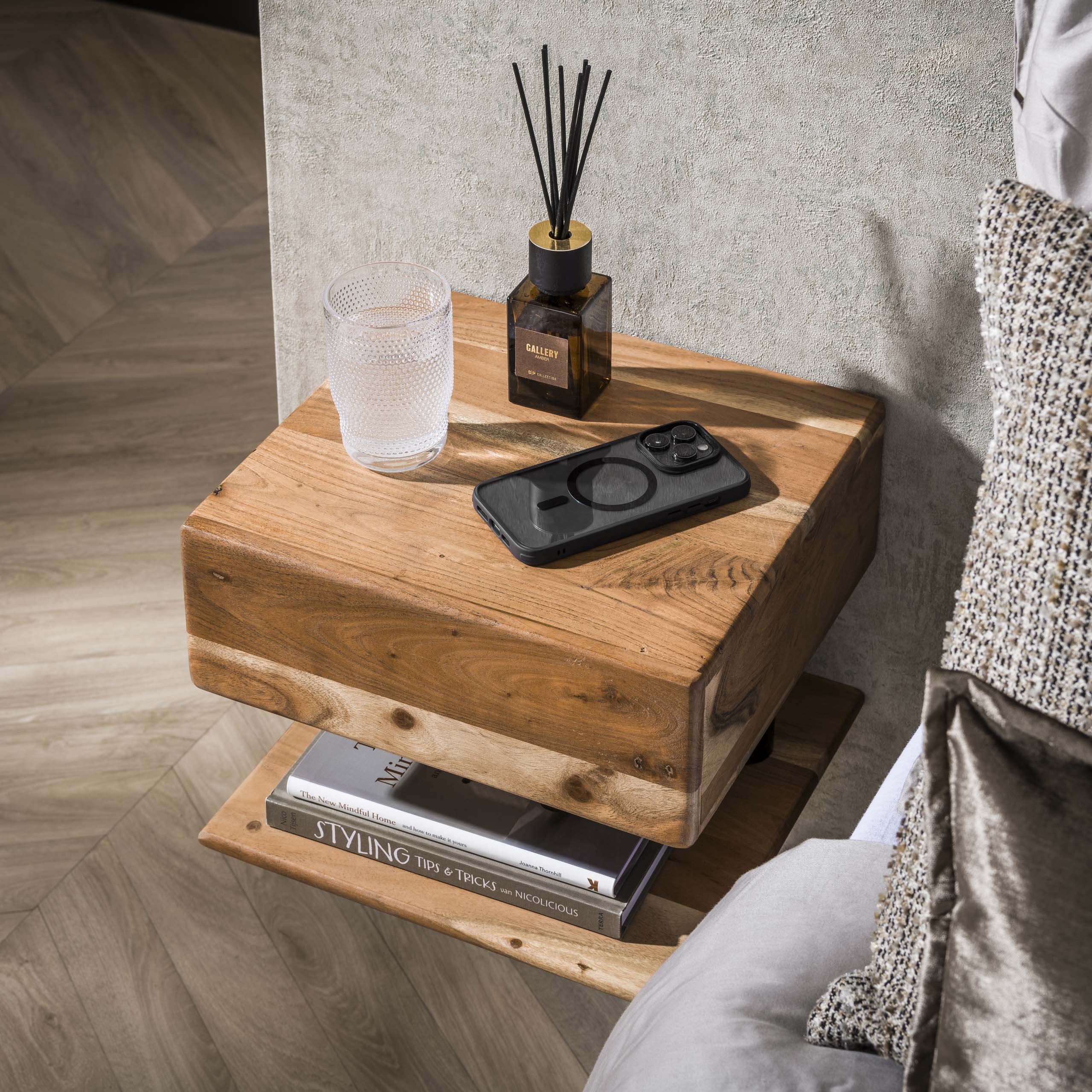 Nachtkastje Shelve 1 lade / Massief acacia – afbeelding 3