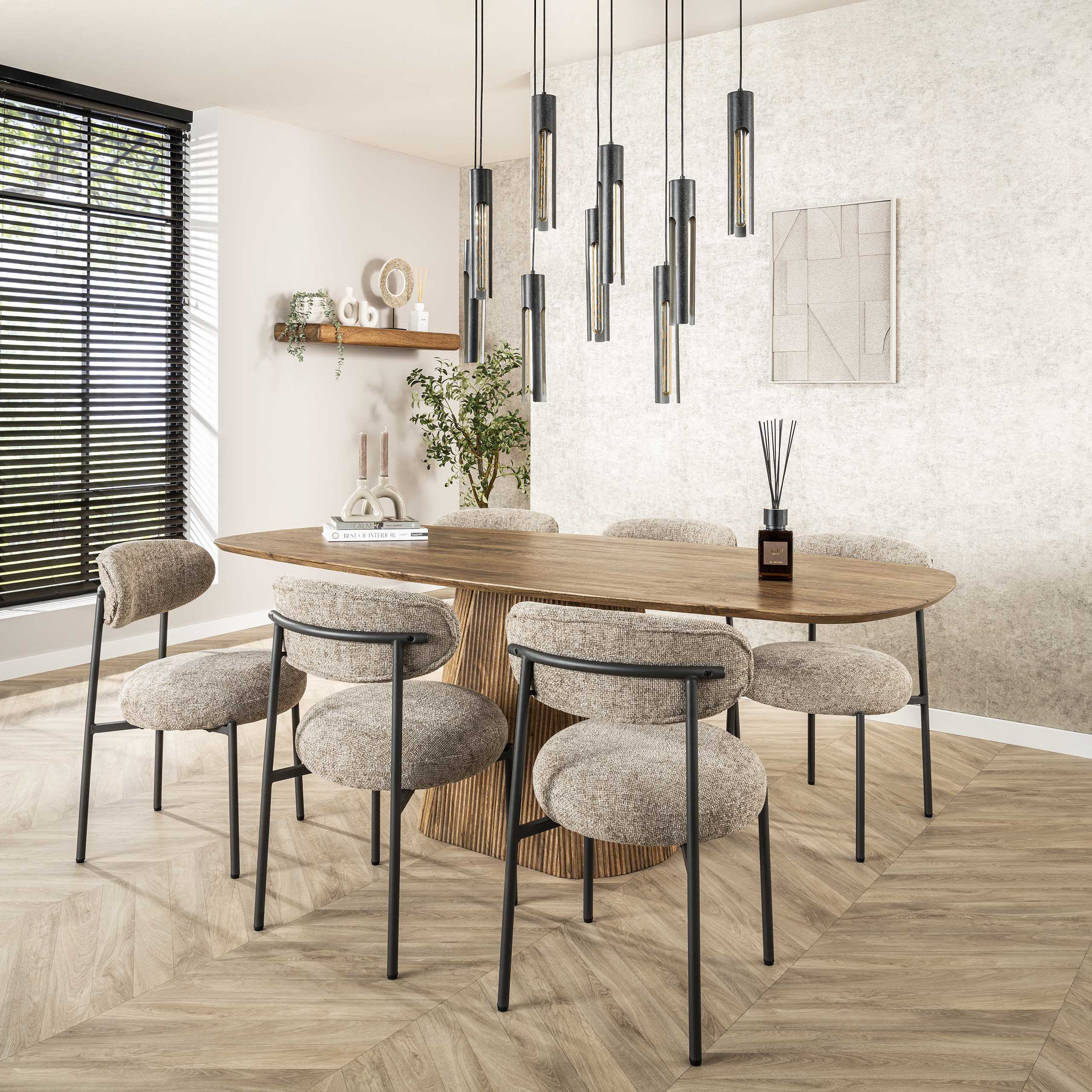 Eettafel Wave Centro deens ovaal 215cm / Massief mango zand – afbeelding 1