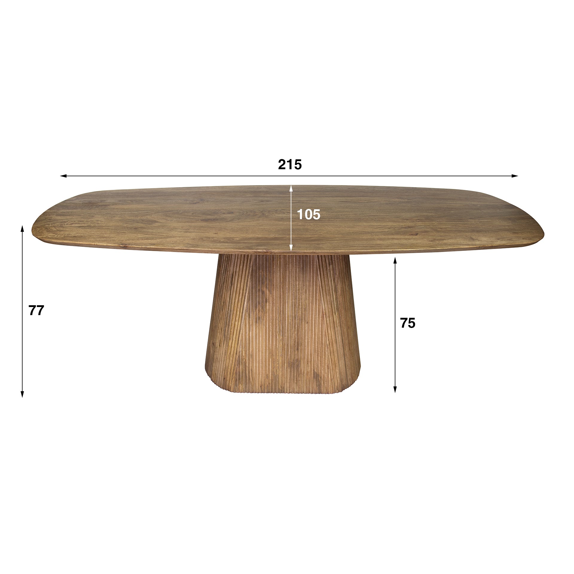 Eettafel Wave Centro deens ovaal 215cm / Massief mango zand – afbeelding 10