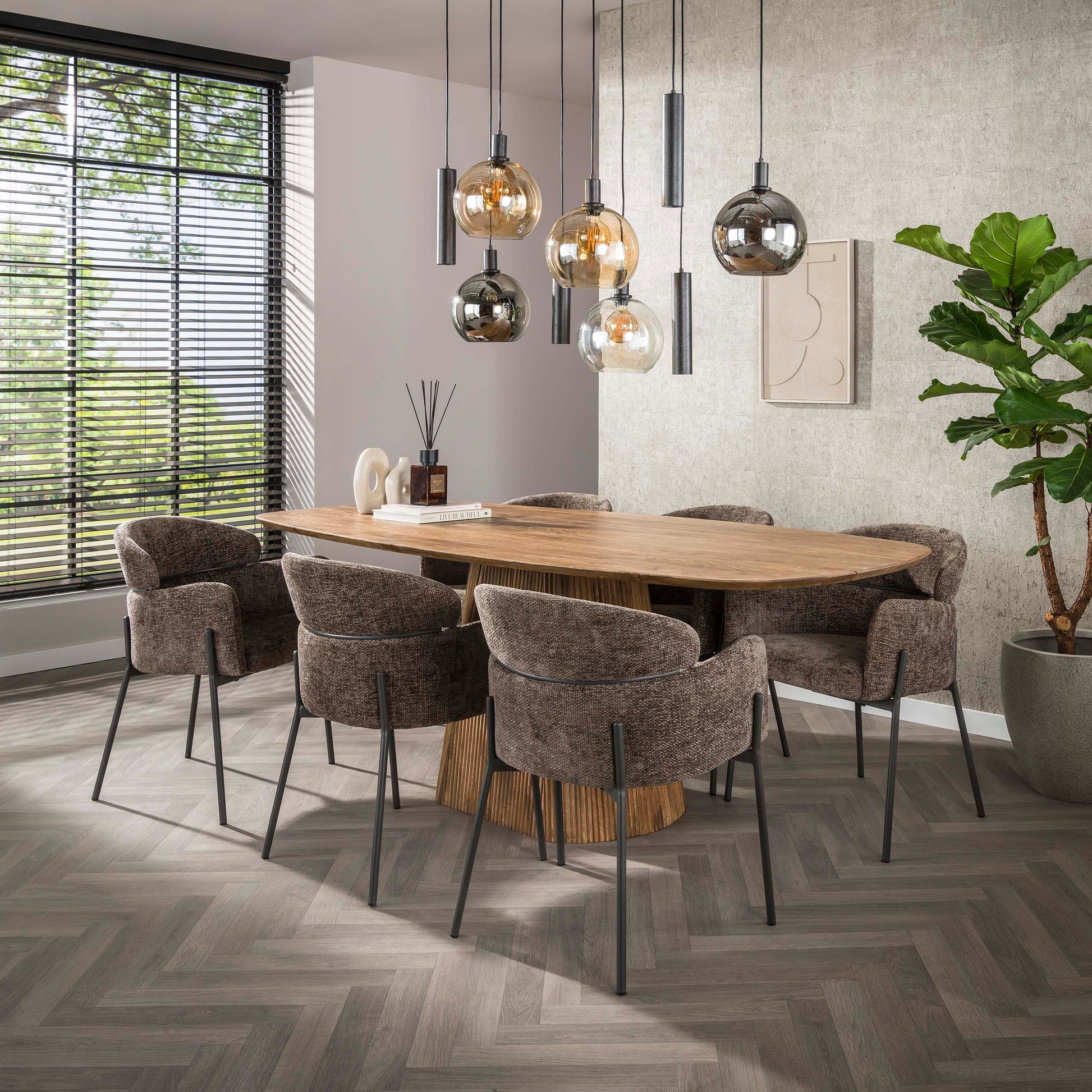 Eettafel Wave Centro deens ovaal 215cm / Massief mango zand – afbeelding 7