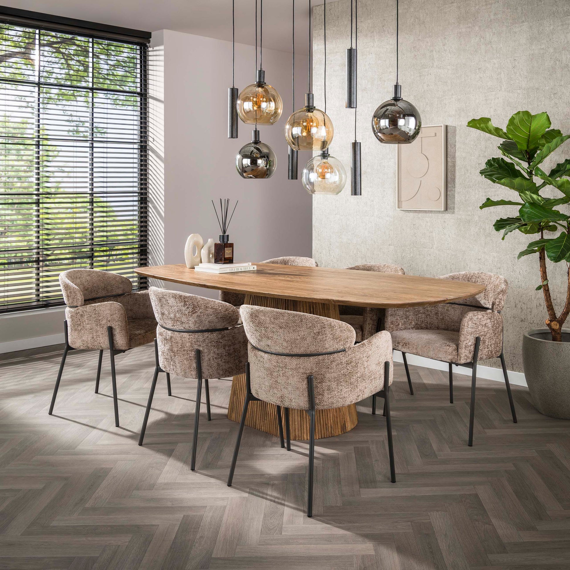 Eettafel Wave Centro deens ovaal 215cm / Massief mango zand – afbeelding 8