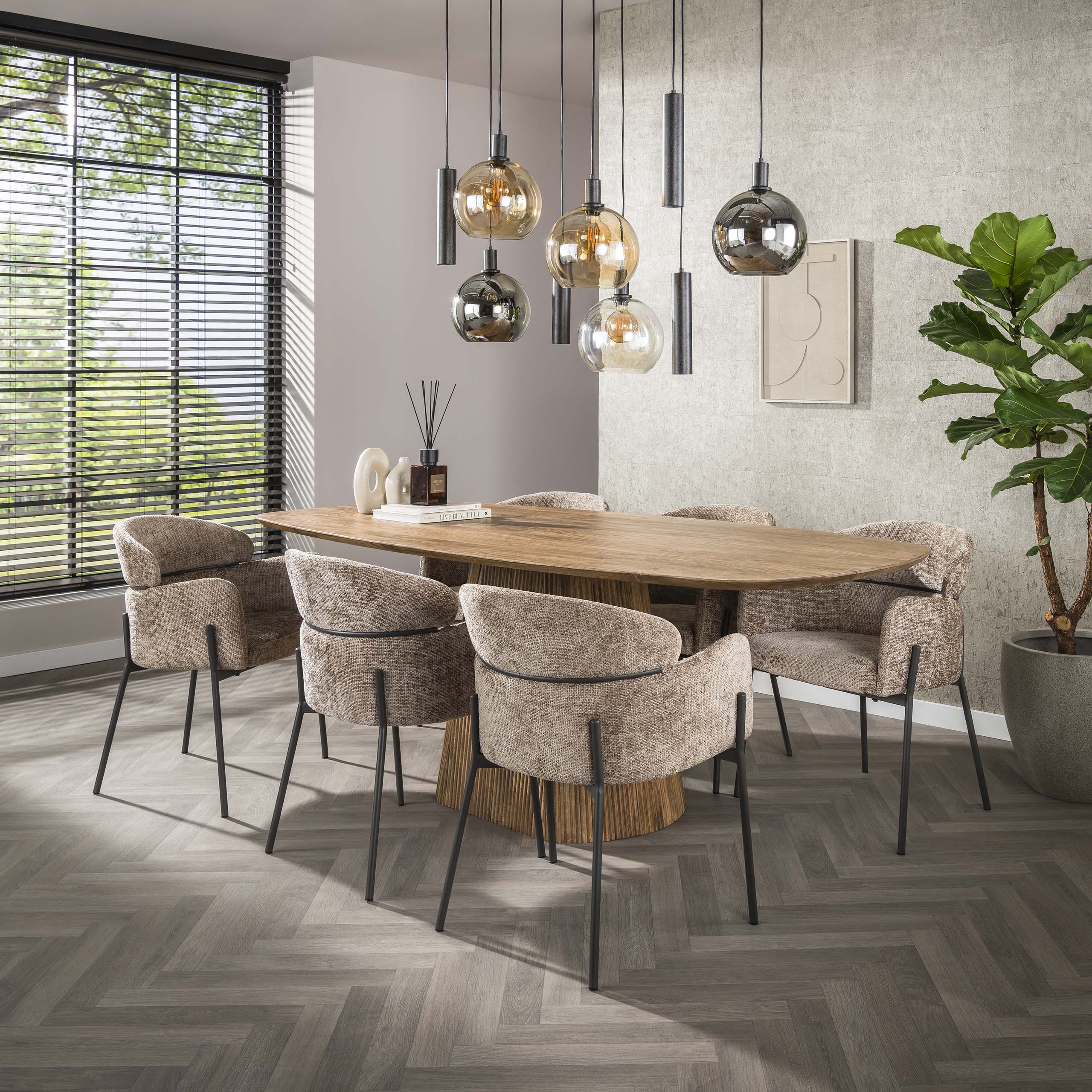 Eettafel Wave Centro deens ovaal 215cm / Massief mango zand – afbeelding 8