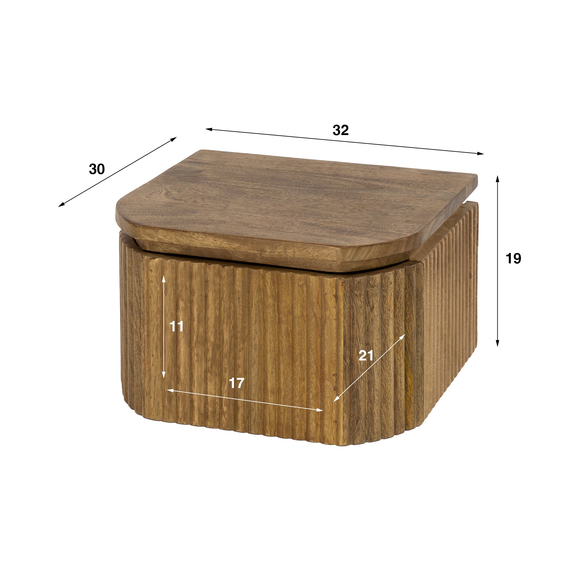 Nachtkastje Wave XS zwevend 1 lade / Massief mango zand – afbeelding 5