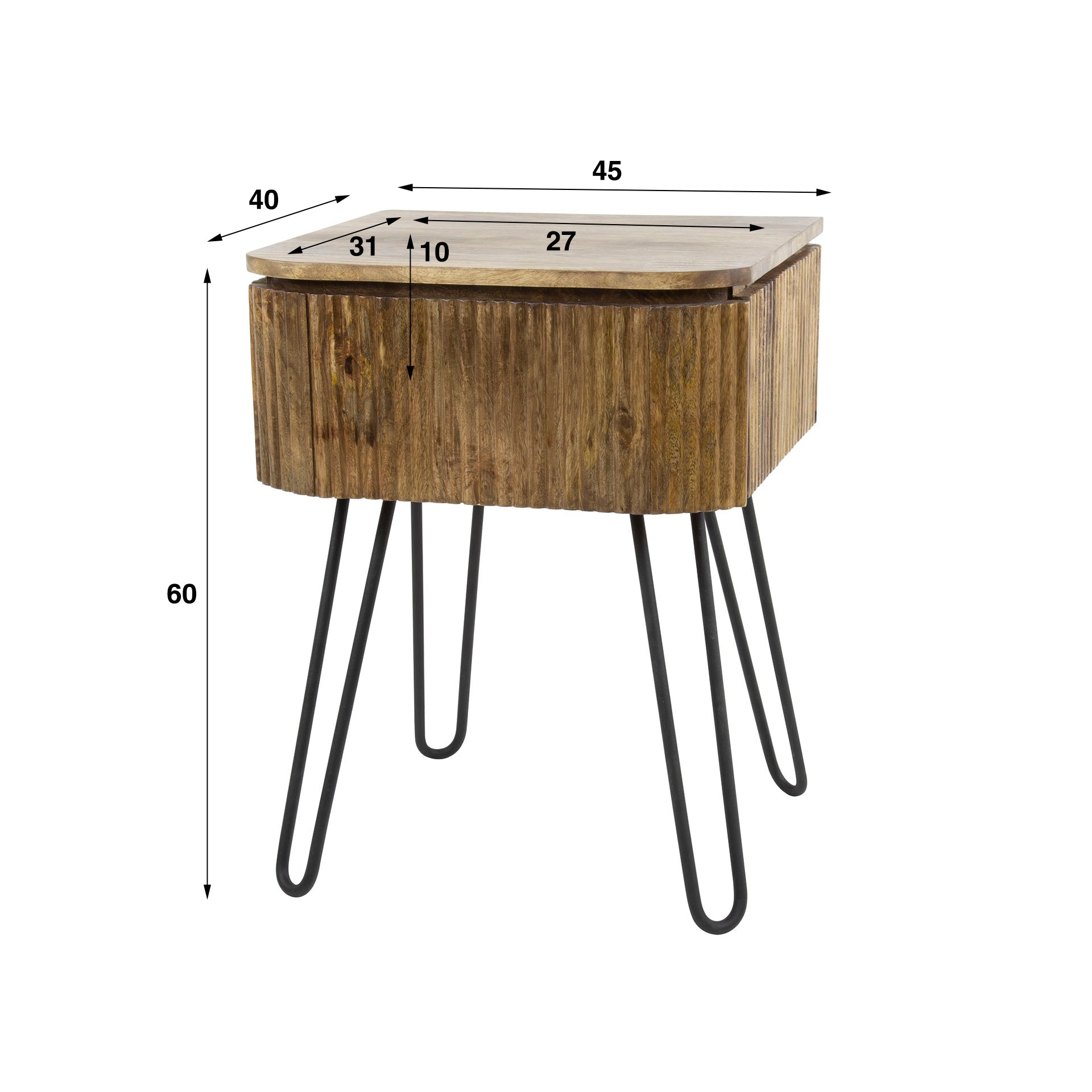 Nachtkastje Wave 1 lade / Massief mango zand – afbeelding 6