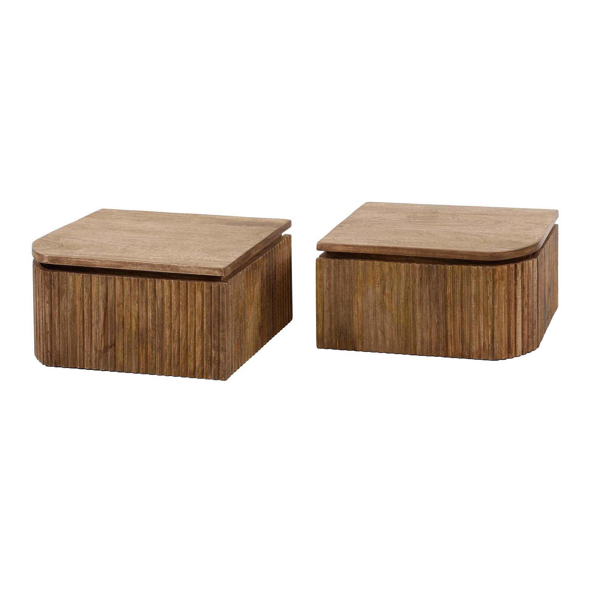Nachtkastje Wave links+rechts set van 2 / Massief mango zand – afbeelding 4