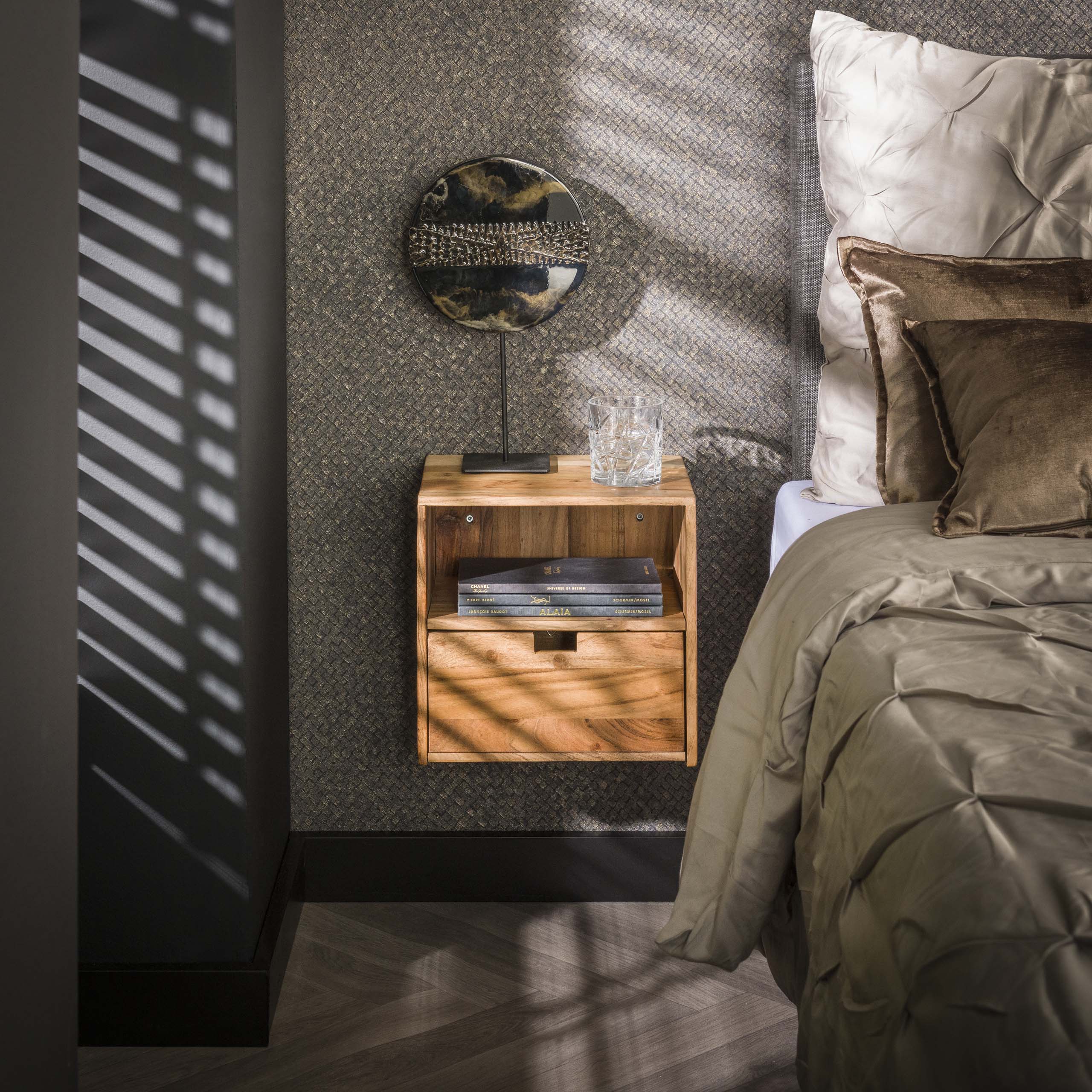 Nachtkastje Flat XS zwevend set van 2 / Massief acacia – afbeelding 1