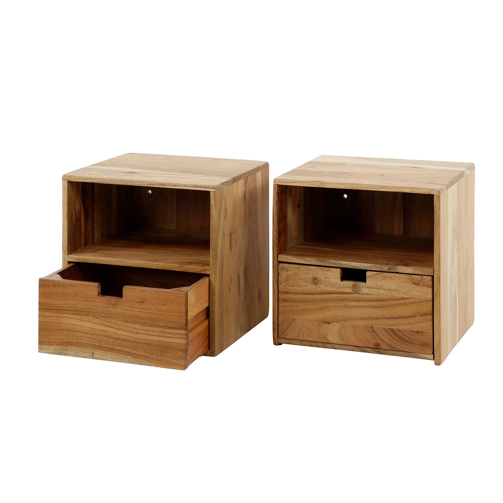 Nachtkastje Flat XS zwevend set van 2 / Massief acacia – afbeelding 4