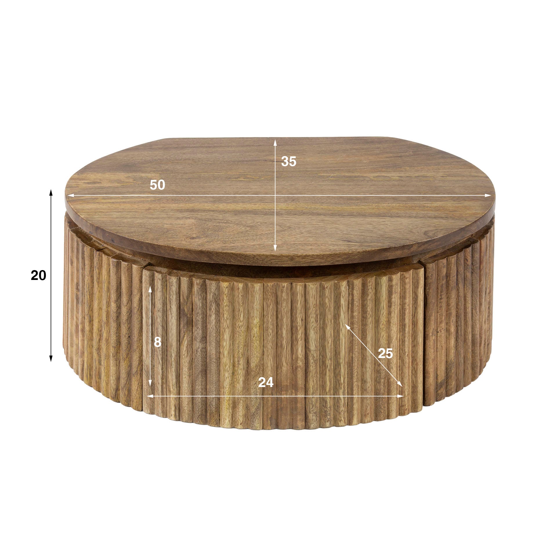 Nachtkastje Wave rond zwevend 1 lade / Massief mango zand – afbeelding 5
