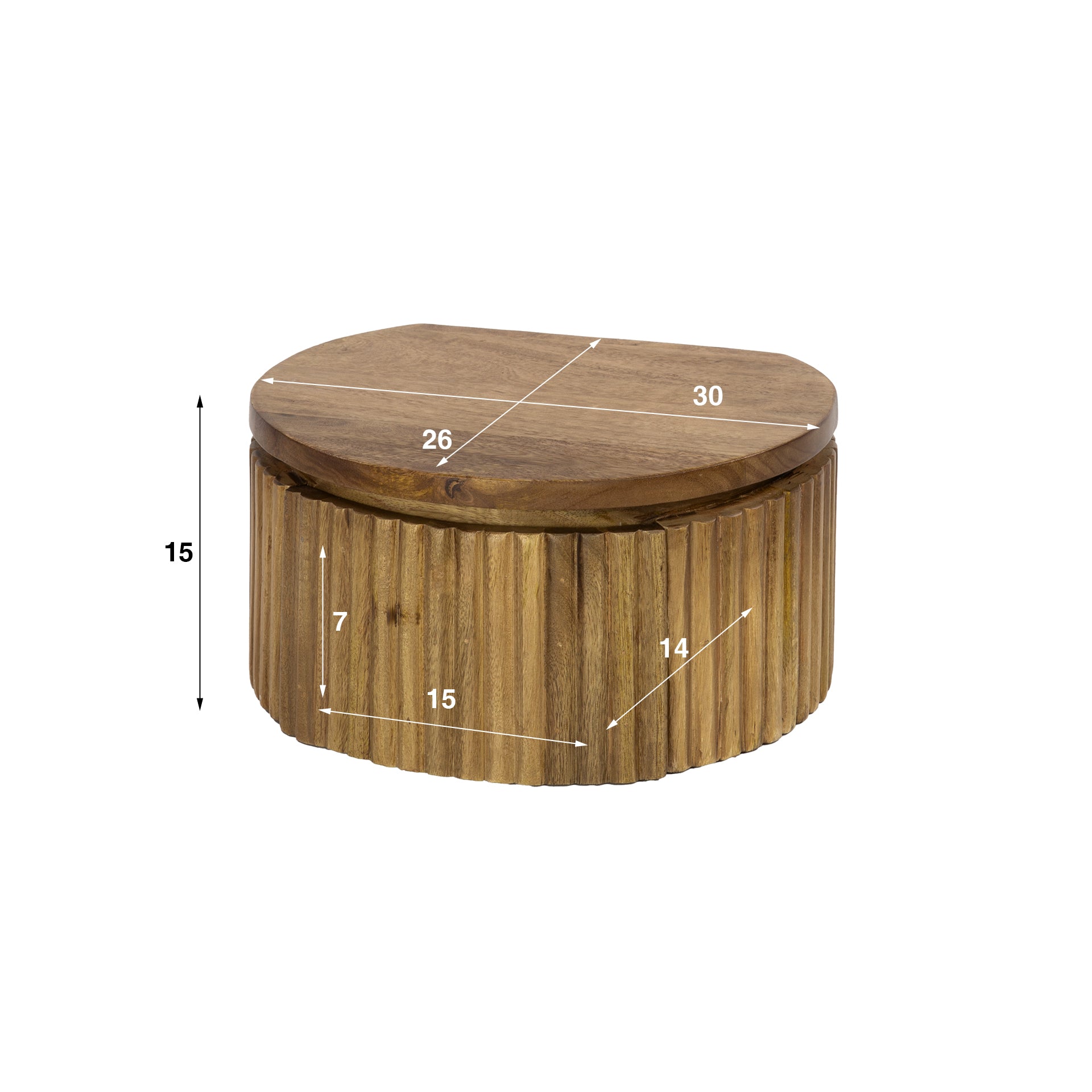 Nachtkastje Wave XS rond zwevend 1 lade / Massief mango zand – afbeelding 5