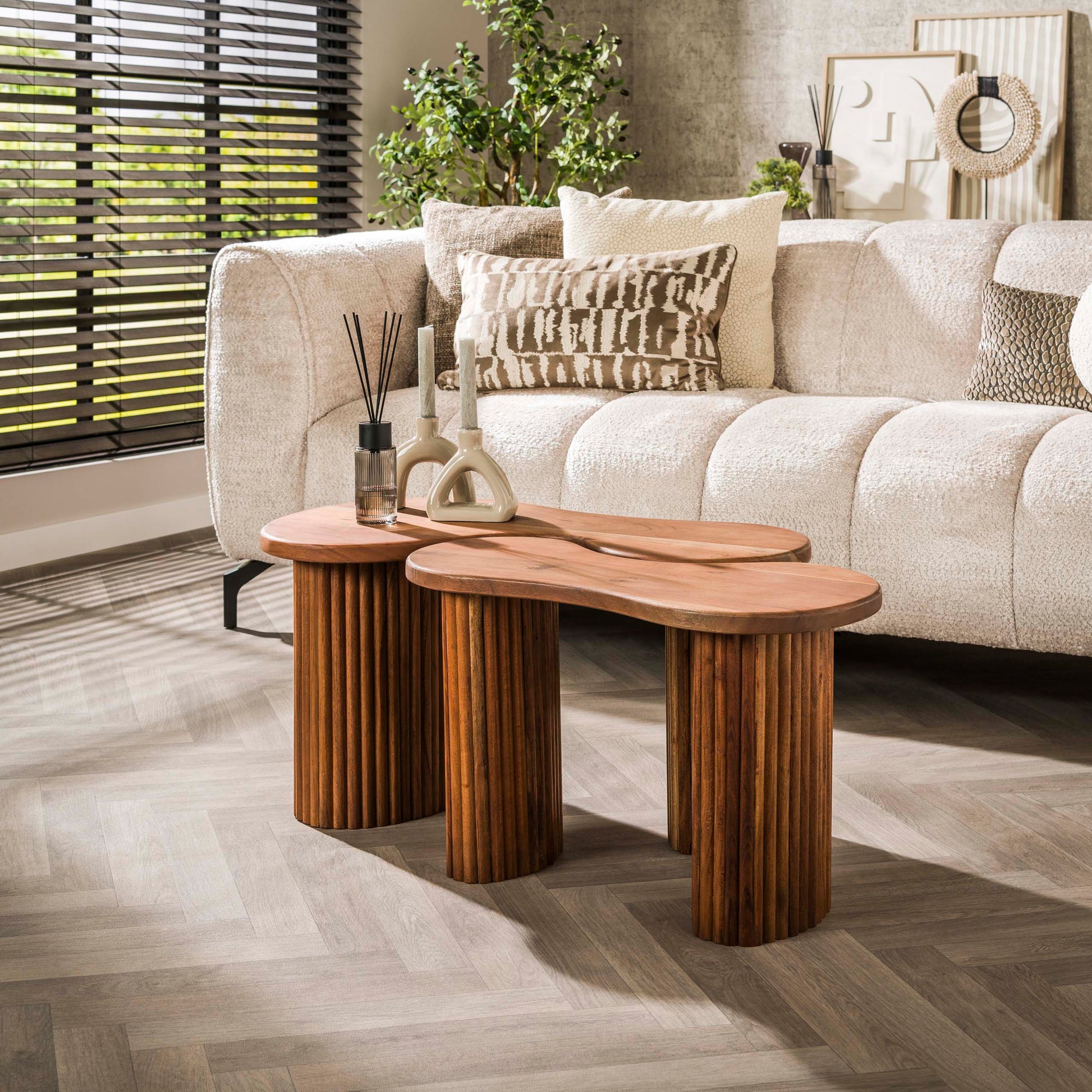 Salontafel Fuse set van 2 / Massief acacia – afbeelding 1