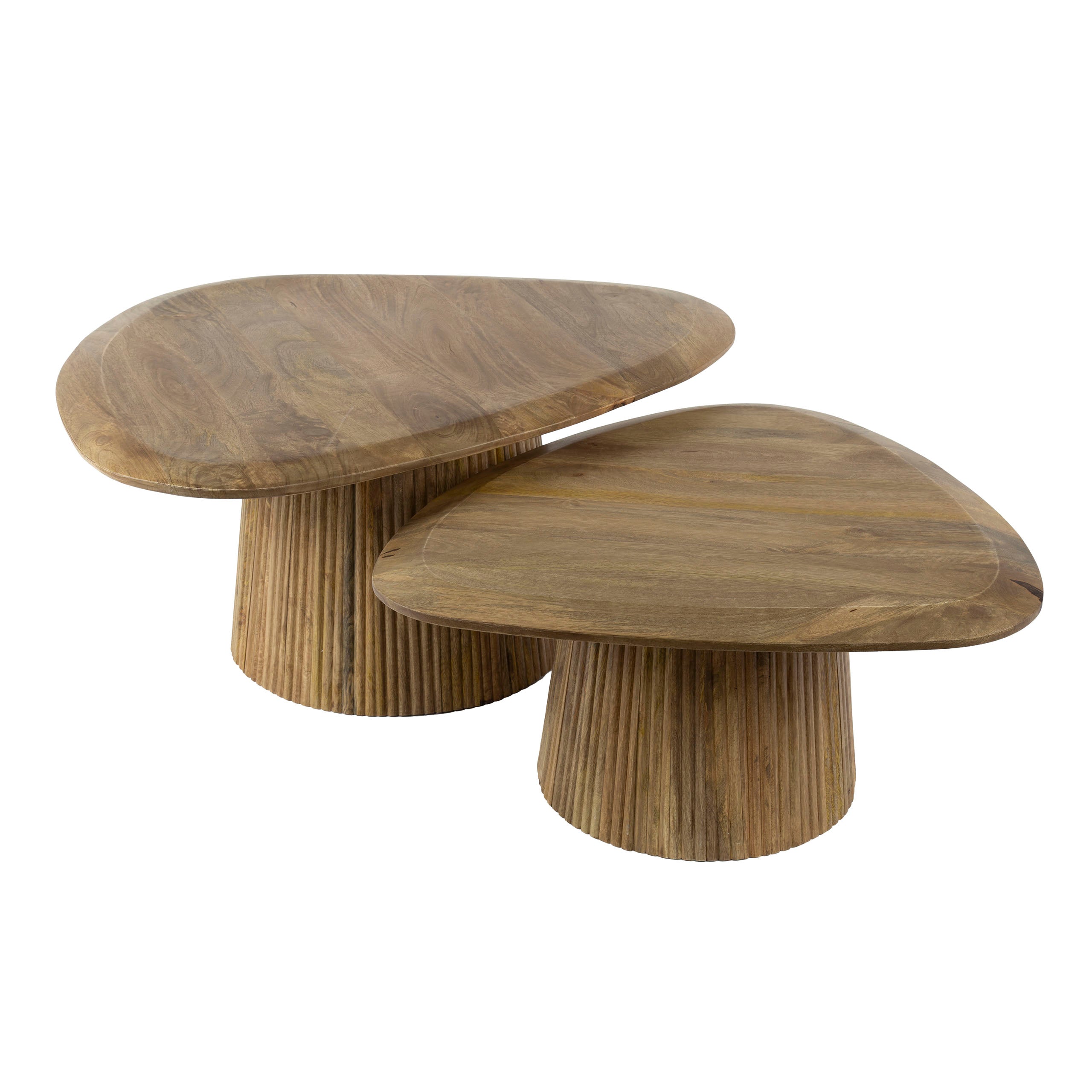 Salontafel Wave driehoekig set van 2 / Massief mango zand – afbeelding 4