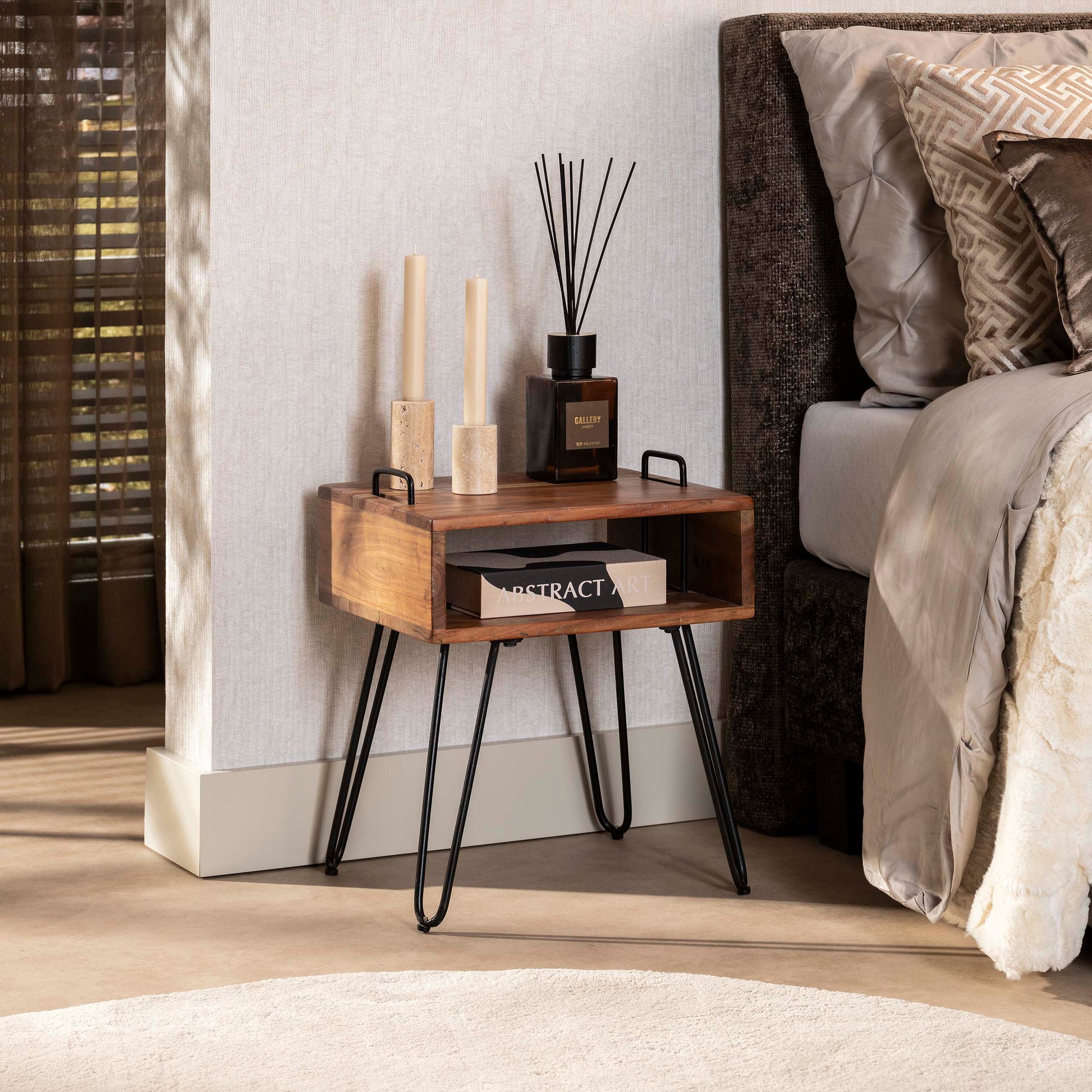 Nachtkastje Quadro / Massief acacia – afbeelding 1