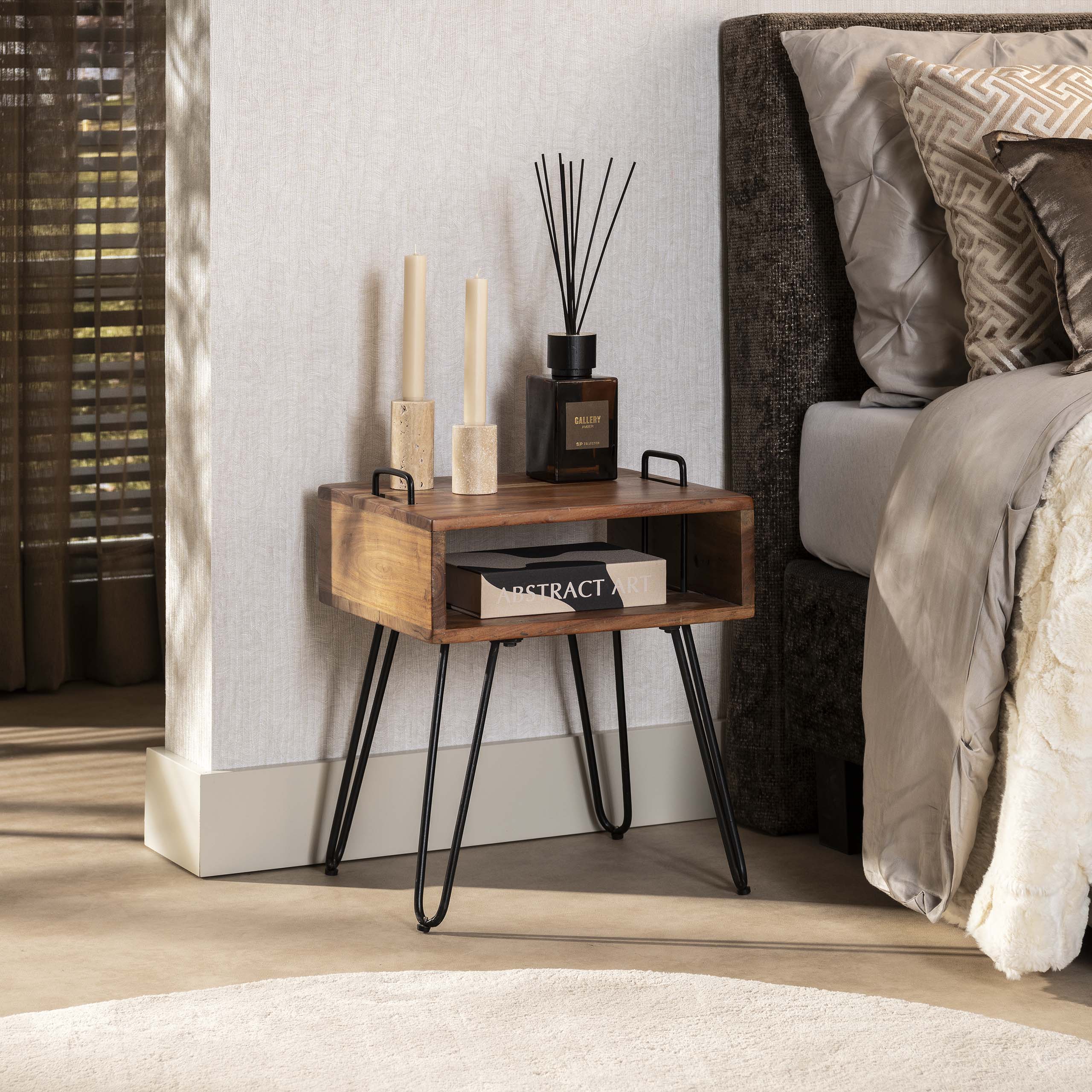 Nachtkastje Quadro / Massief acacia – afbeelding 1