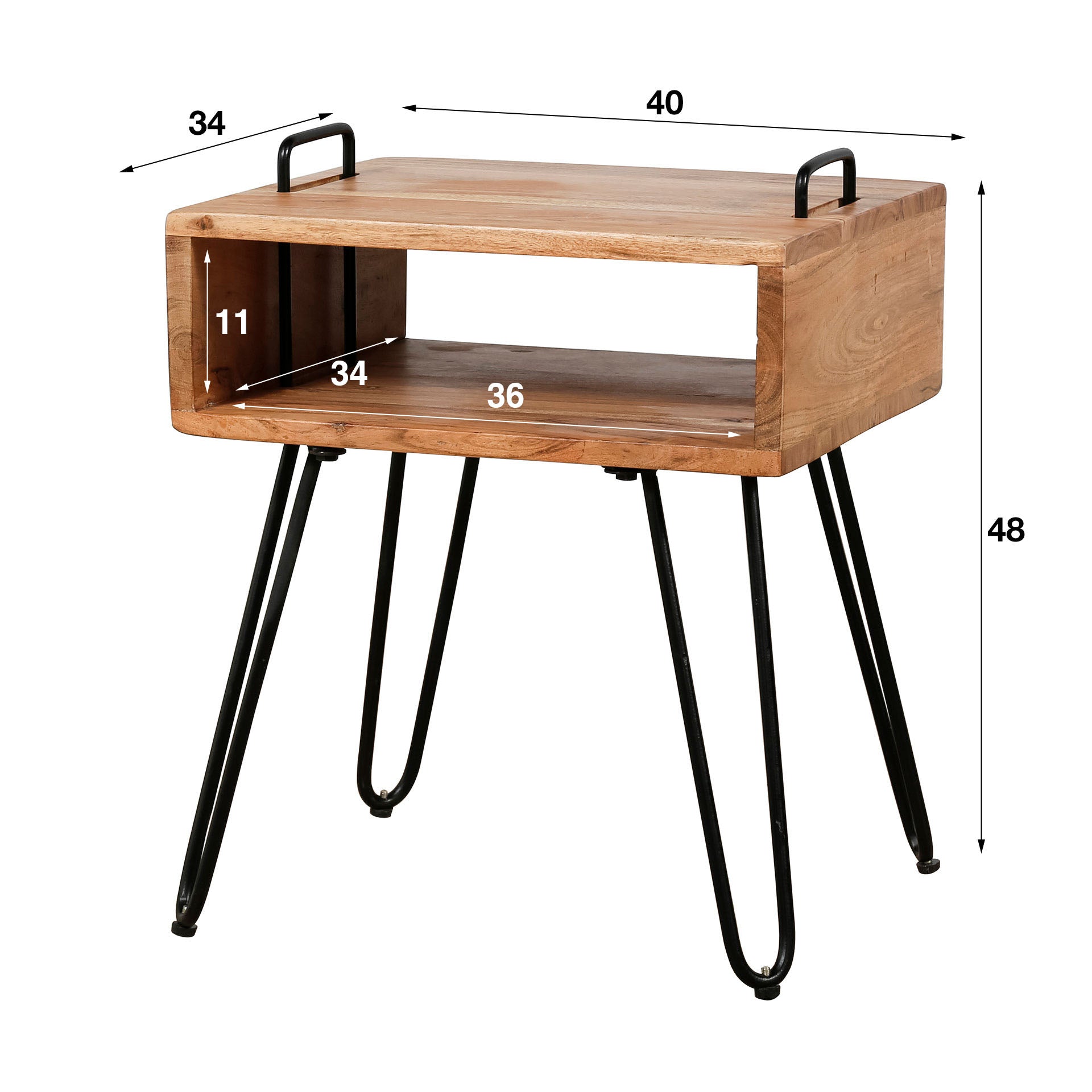 Nachtkastje Quadro / Massief acacia – afbeelding 5
