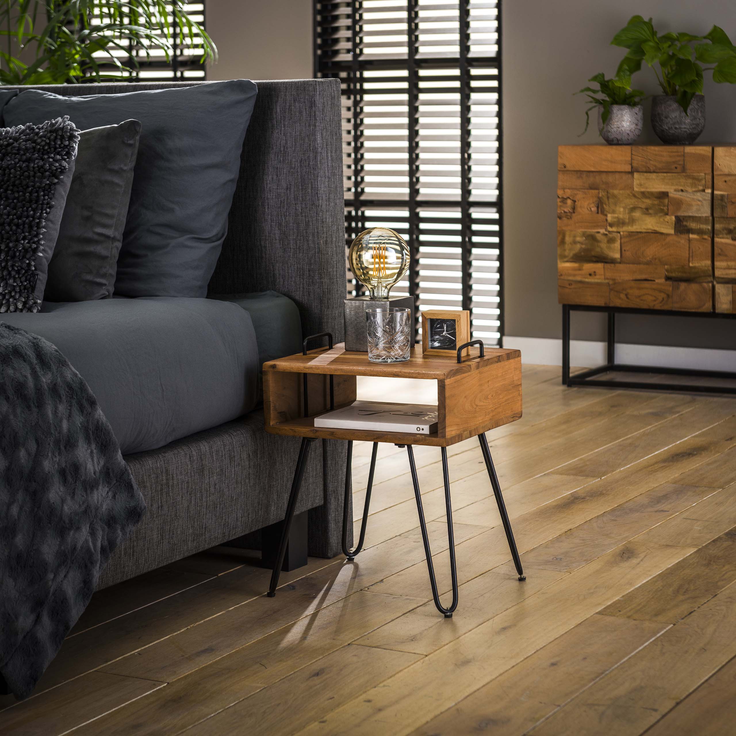 Nachtkastje Quadro / Massief acacia – afbeelding 2