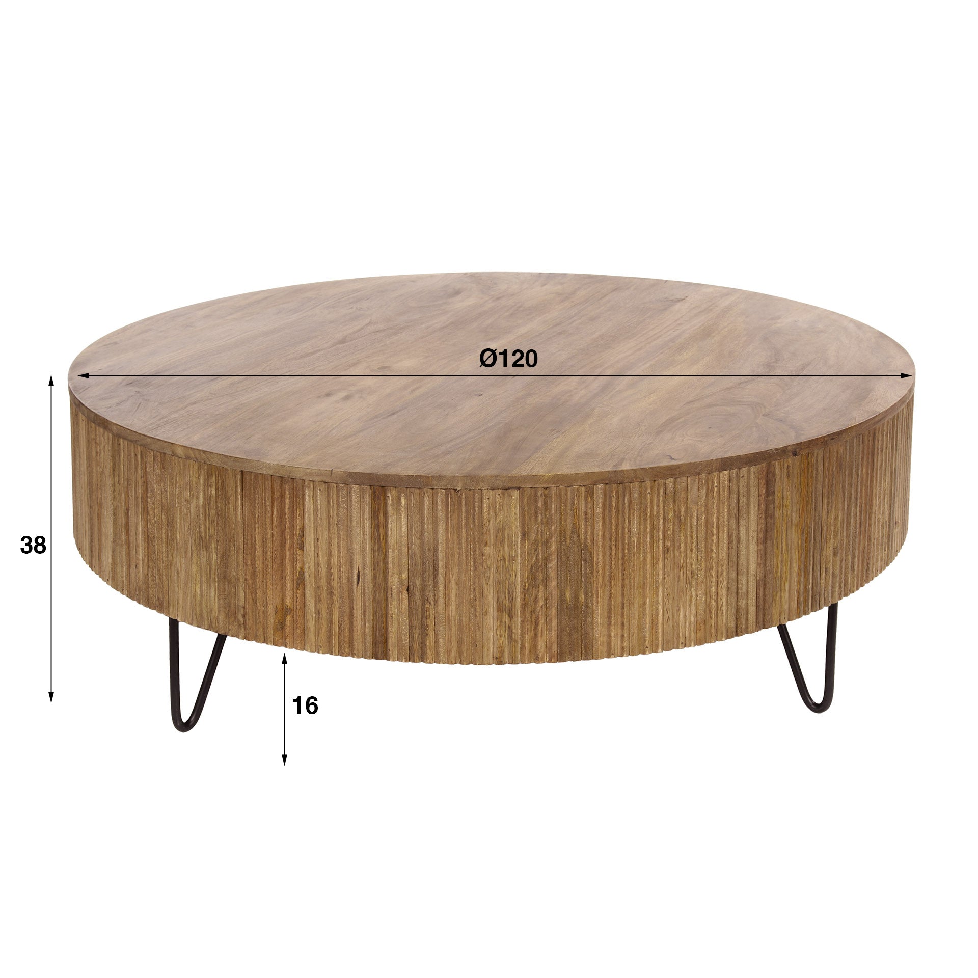 Salontafel Wave Ø120cm / Massief mango zand – afbeelding 4