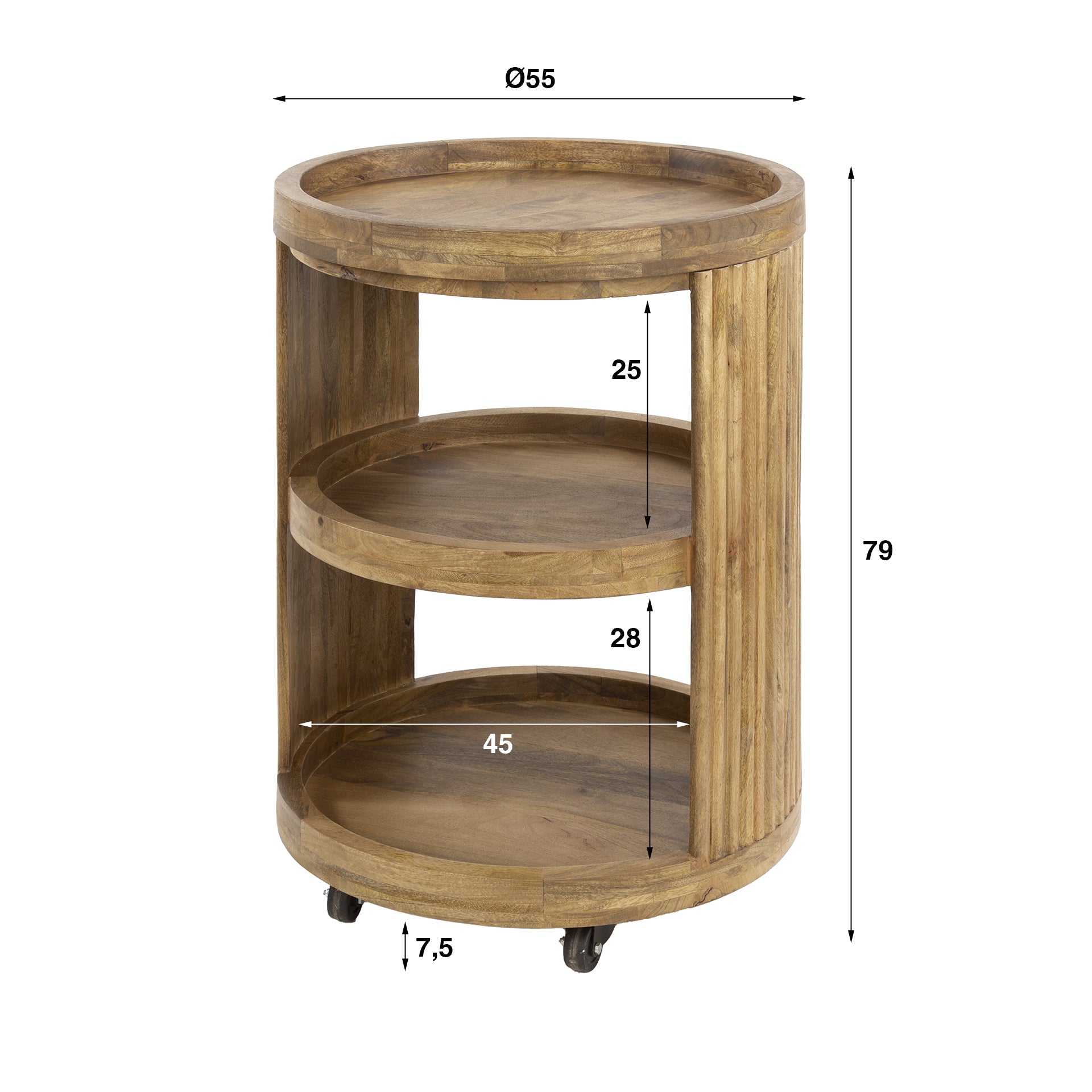 Wijntrolley Wave / Massief mango zand – afbeelding 6
