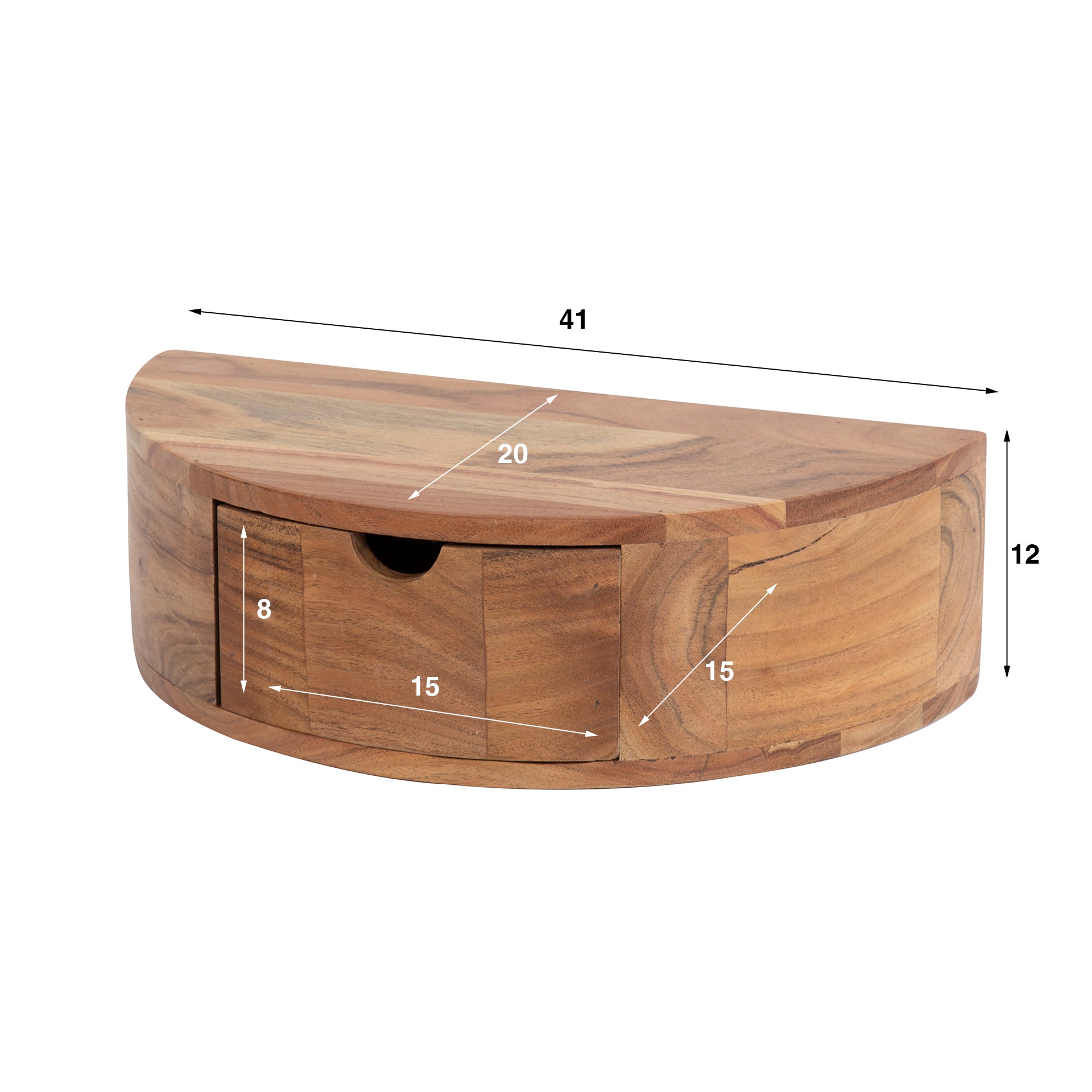 Nachtkastje Curve zwevend 1 lade / Massief acacia – afbeelding 5