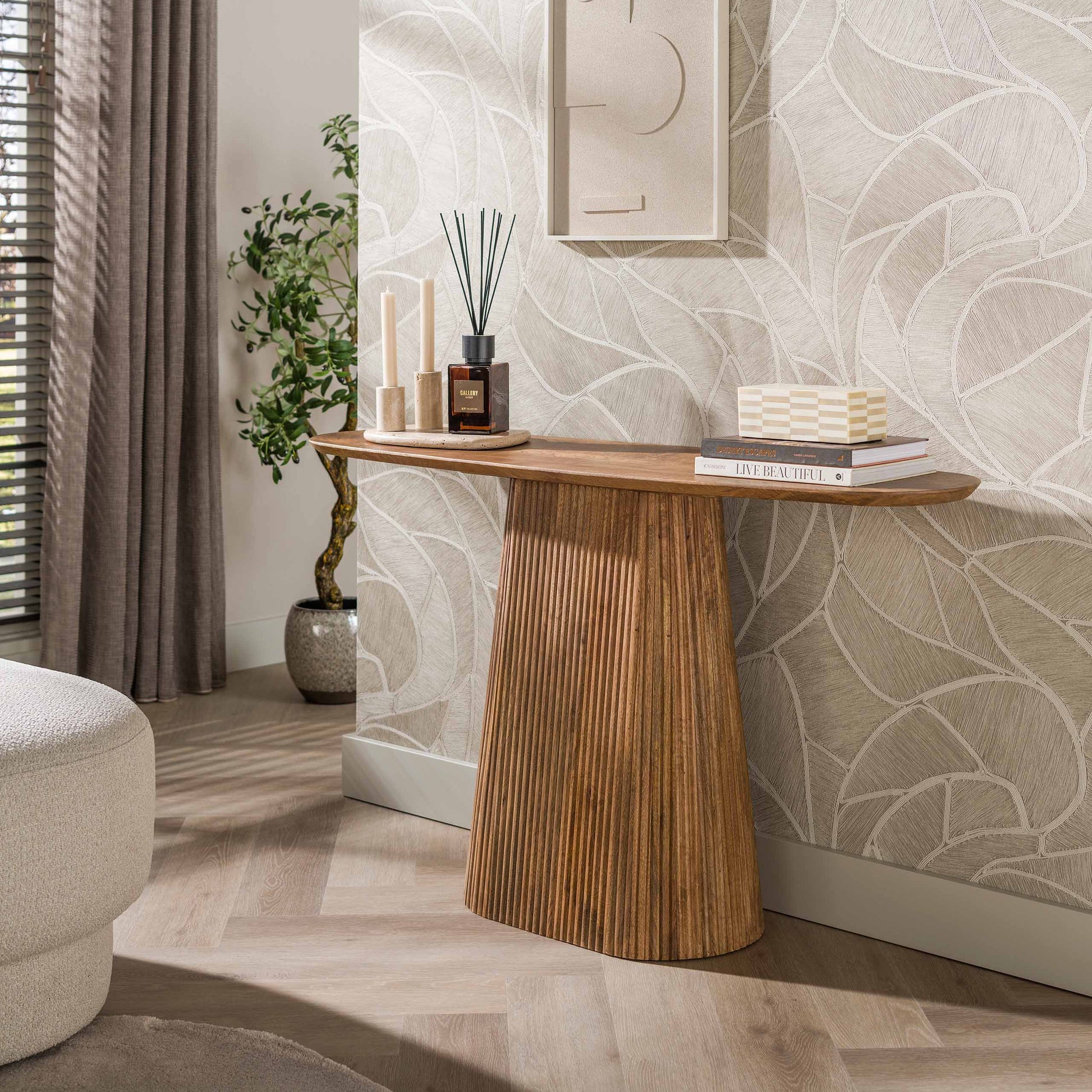Haltafel Wave / Massief mango zand – afbeelding 1