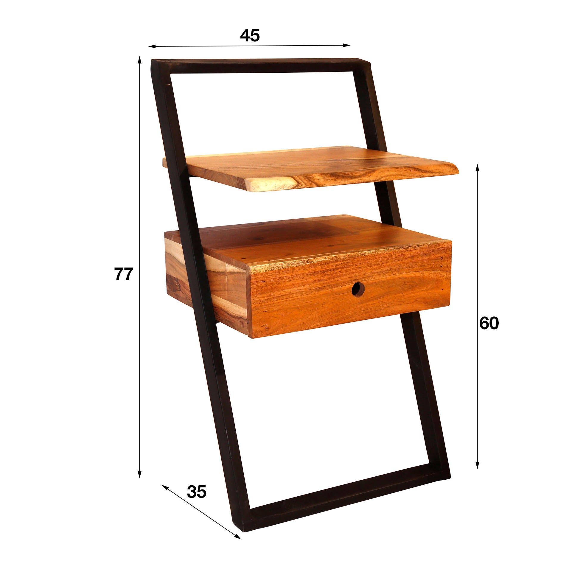 Nachtkastje Lean 1 lade / Massief acacia – afbeelding 7