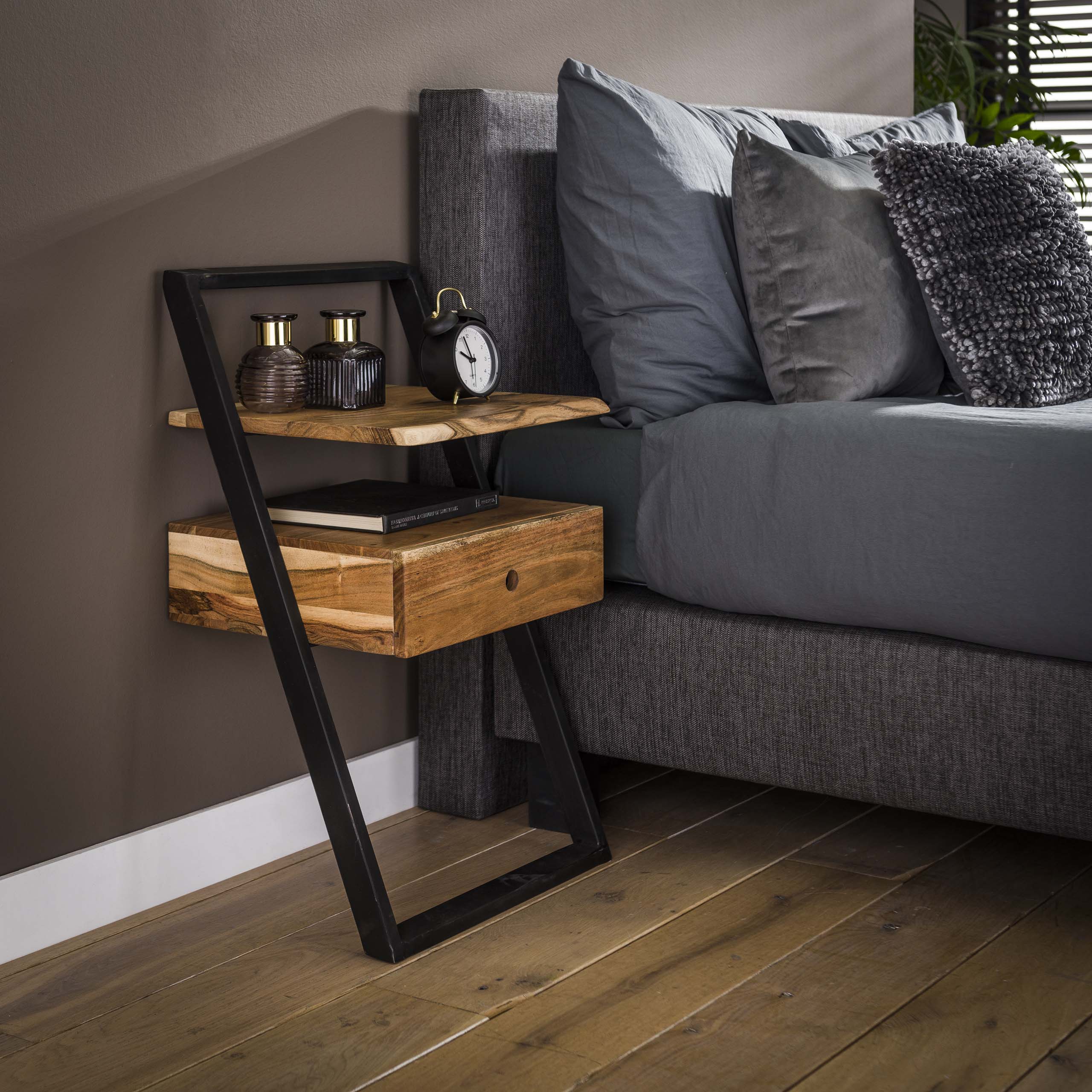 Nachtkastje Lean 1 lade / Massief acacia – afbeelding 3