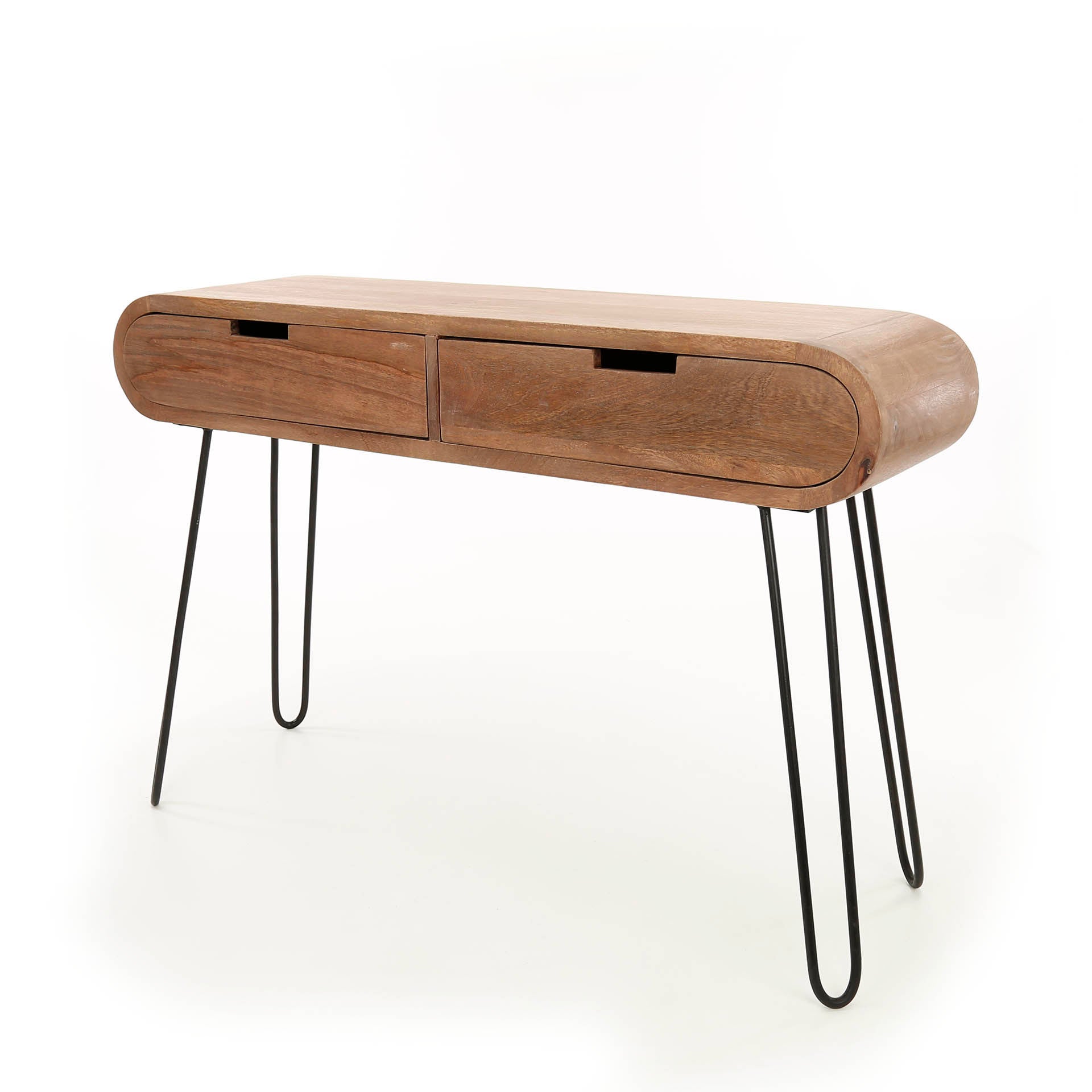 Hal-/kaptafel Barrel 2 lades / Massief mango zand – afbeelding 7