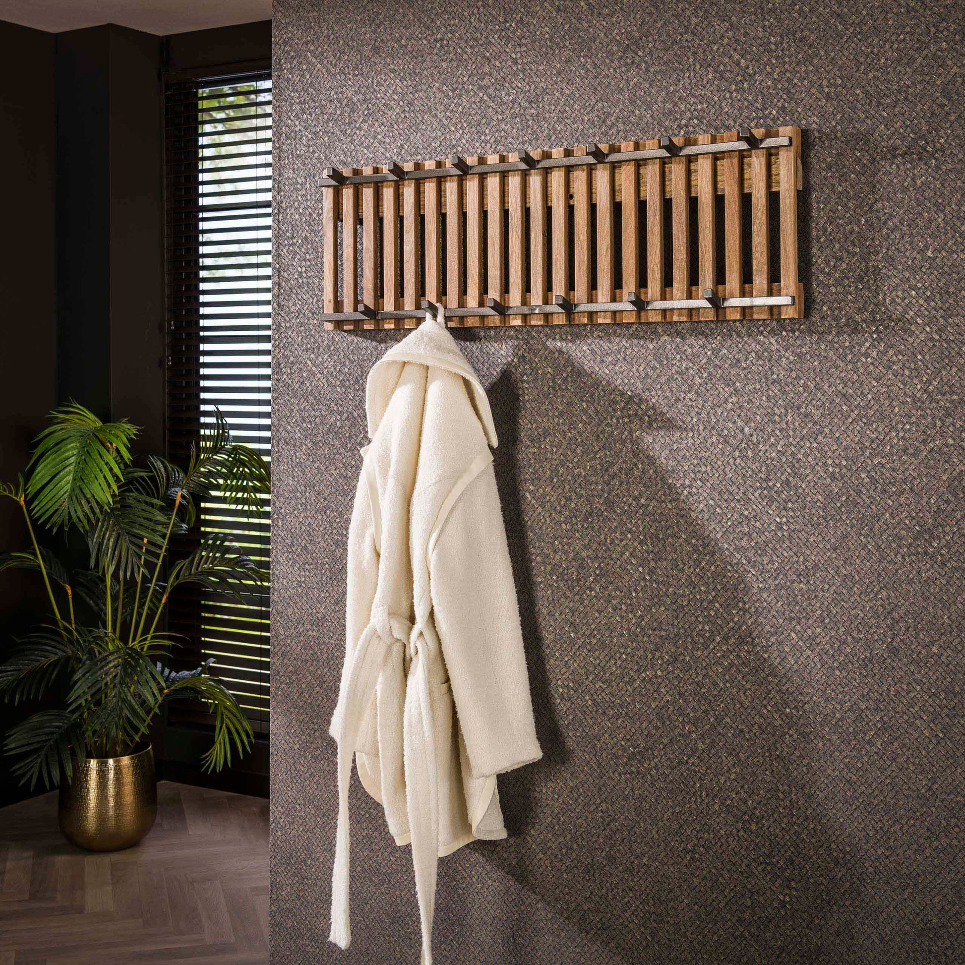 Kapstok Tweak 7+6 haken / Massief mango zand – afbeelding 1