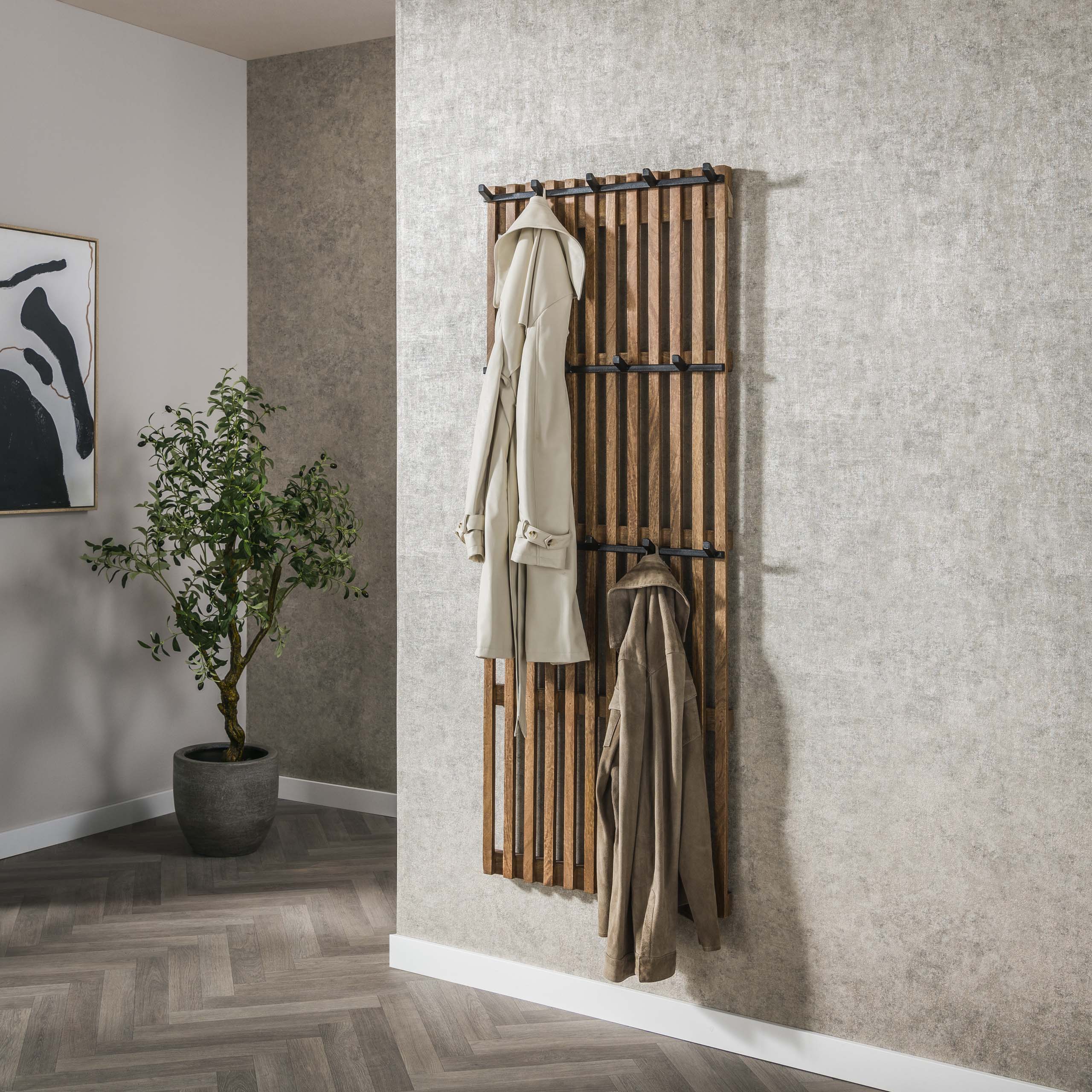 Kapstok Tweak hoog 14 haken / Massief mango zand – afbeelding 1