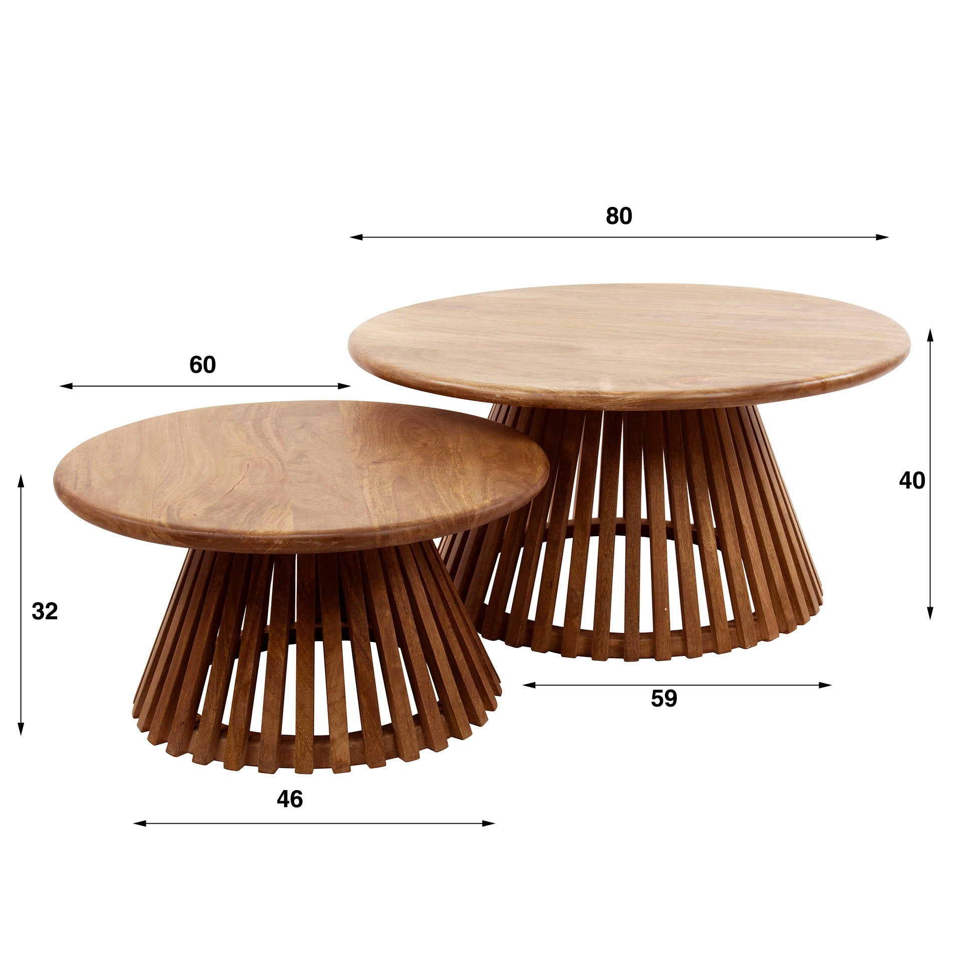 Salontafel Tweak Cone set van 2 / Massief mango zand – afbeelding 5