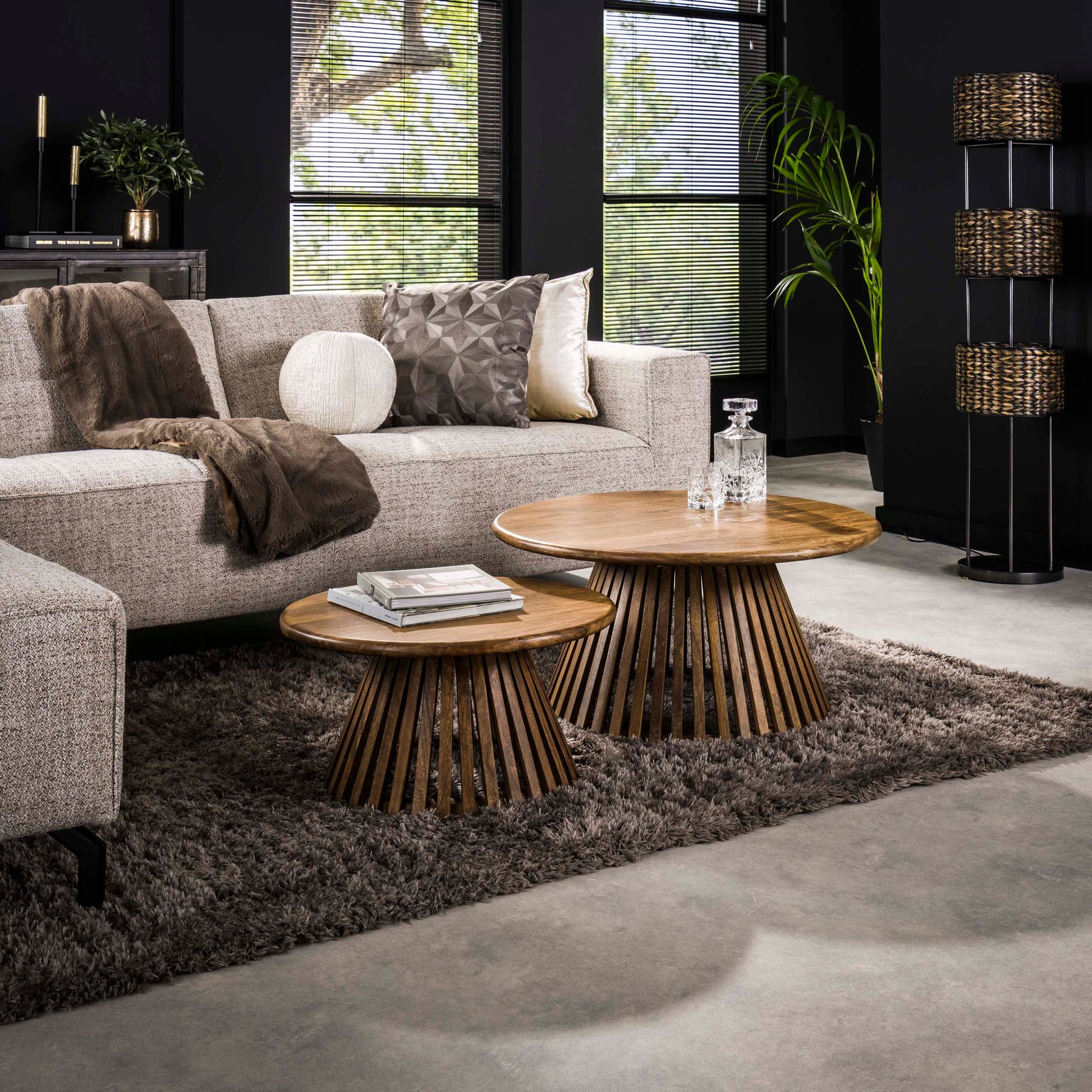 Salontafel Tweak Cone set van 2 / Massief mango zand – afbeelding 3