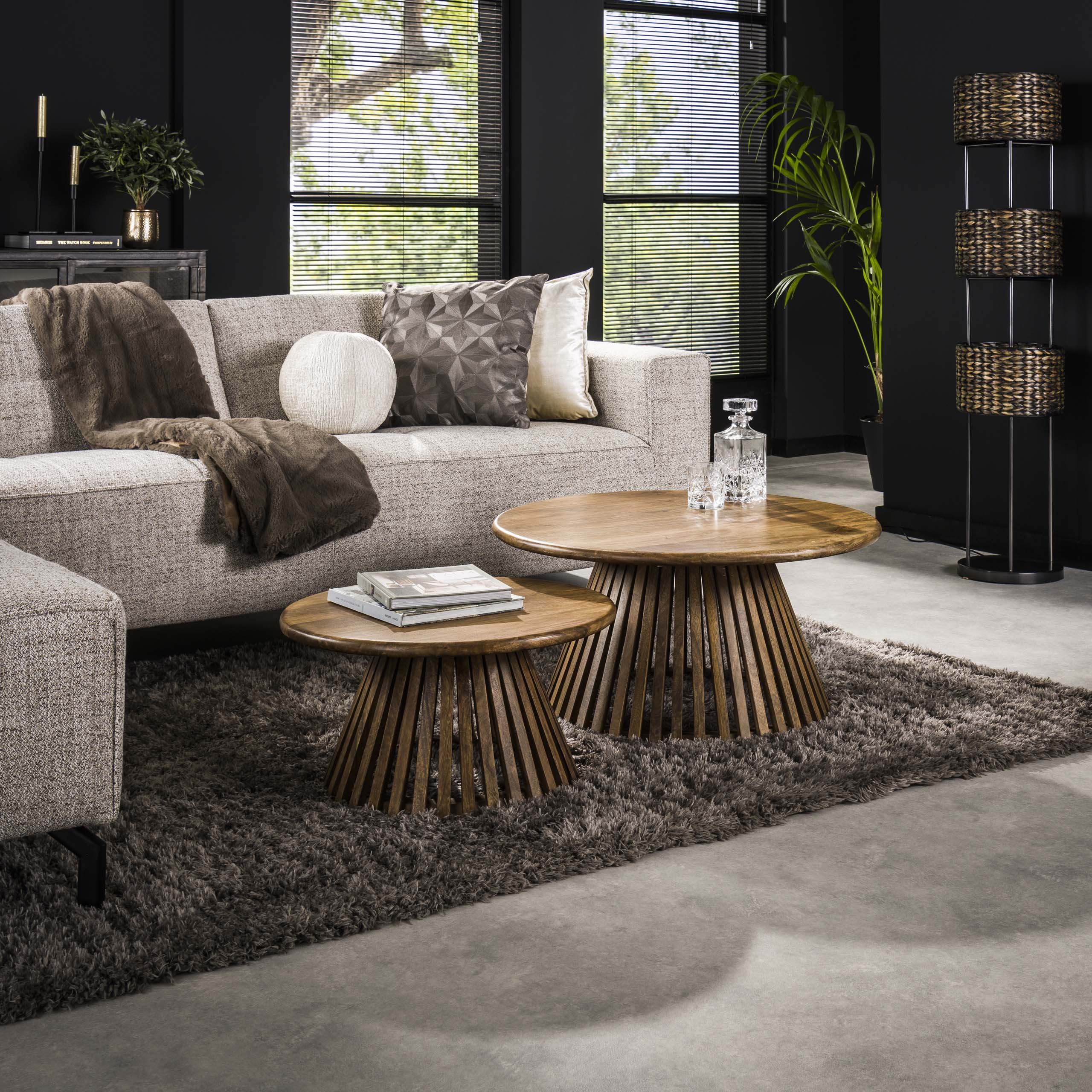 Salontafel Tweak Cone set van 2 / Massief mango zand – afbeelding 3