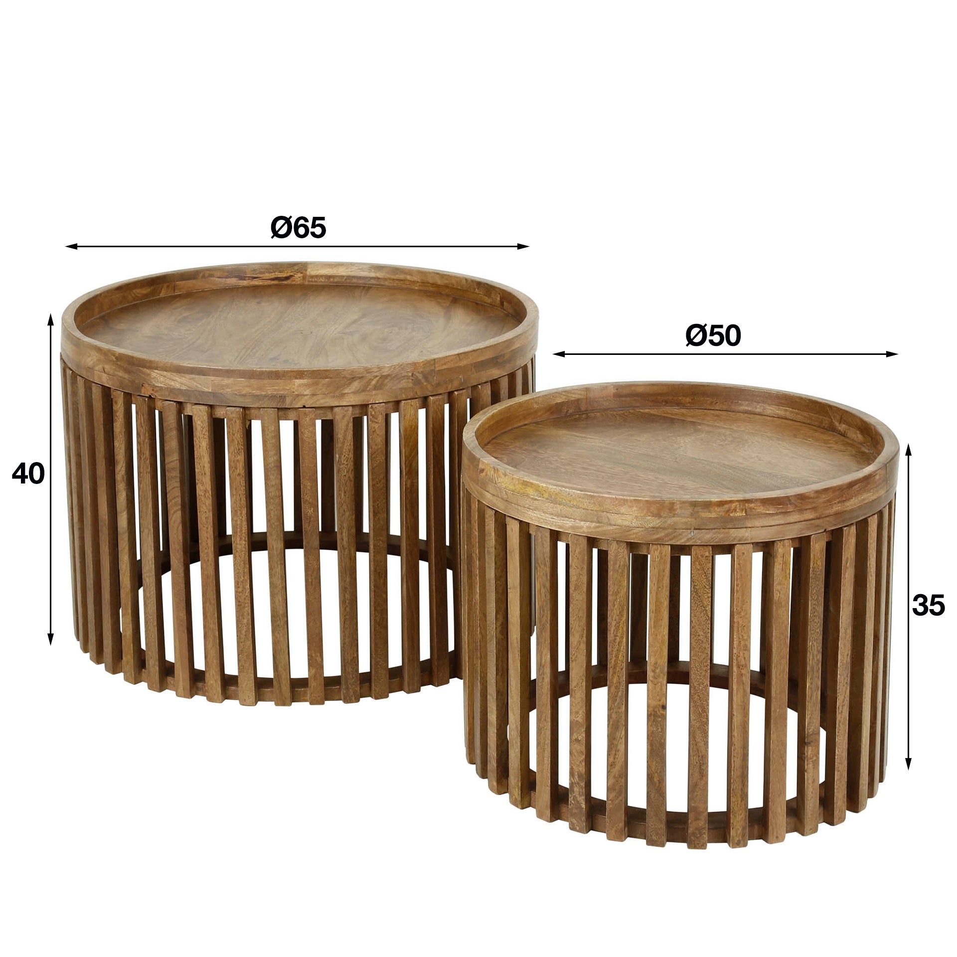 Salontafel Tweak set van 2 / Massief mango zand – afbeelding 6