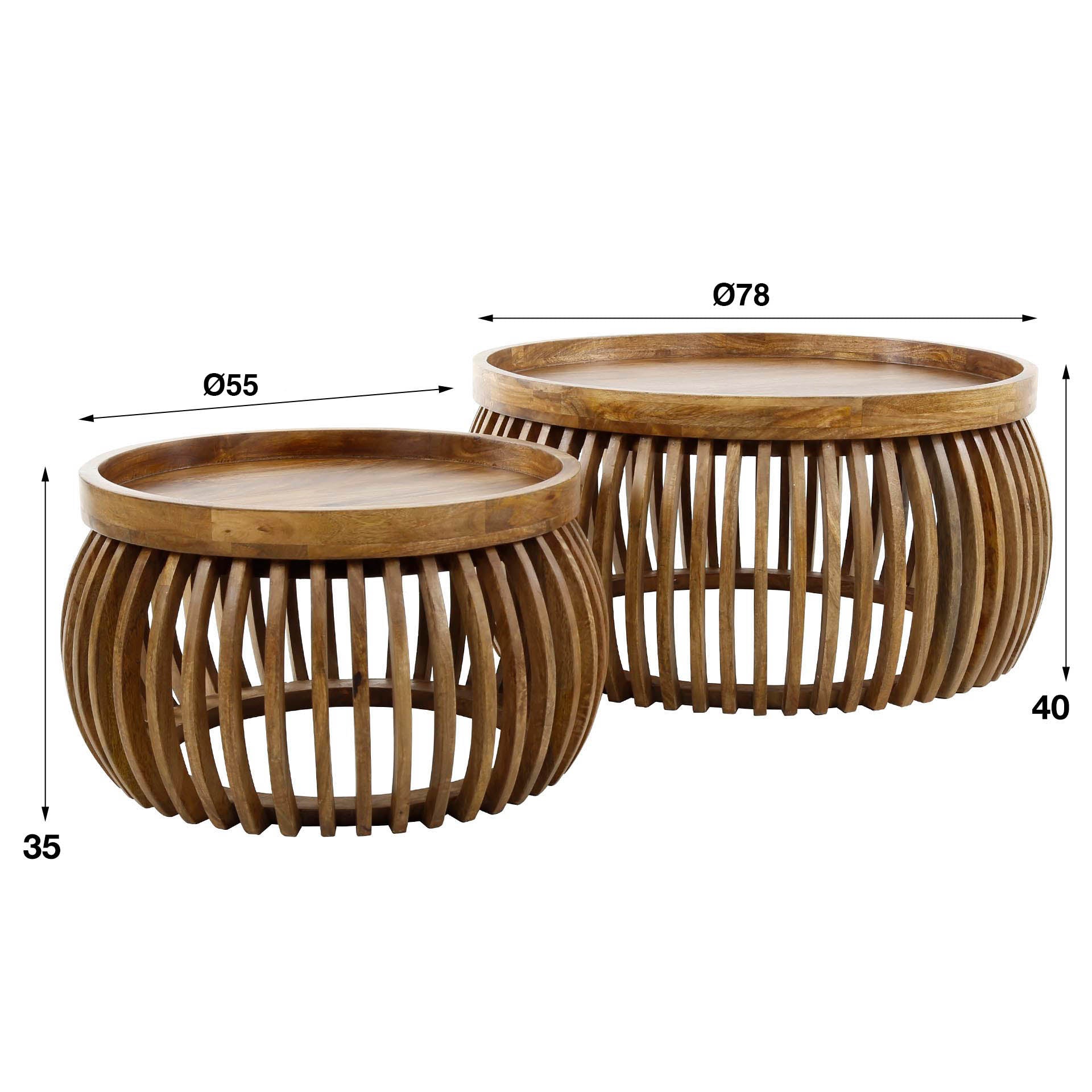 Salontafel Tweak Curve set van 2 / Massief mango zand – afbeelding 7