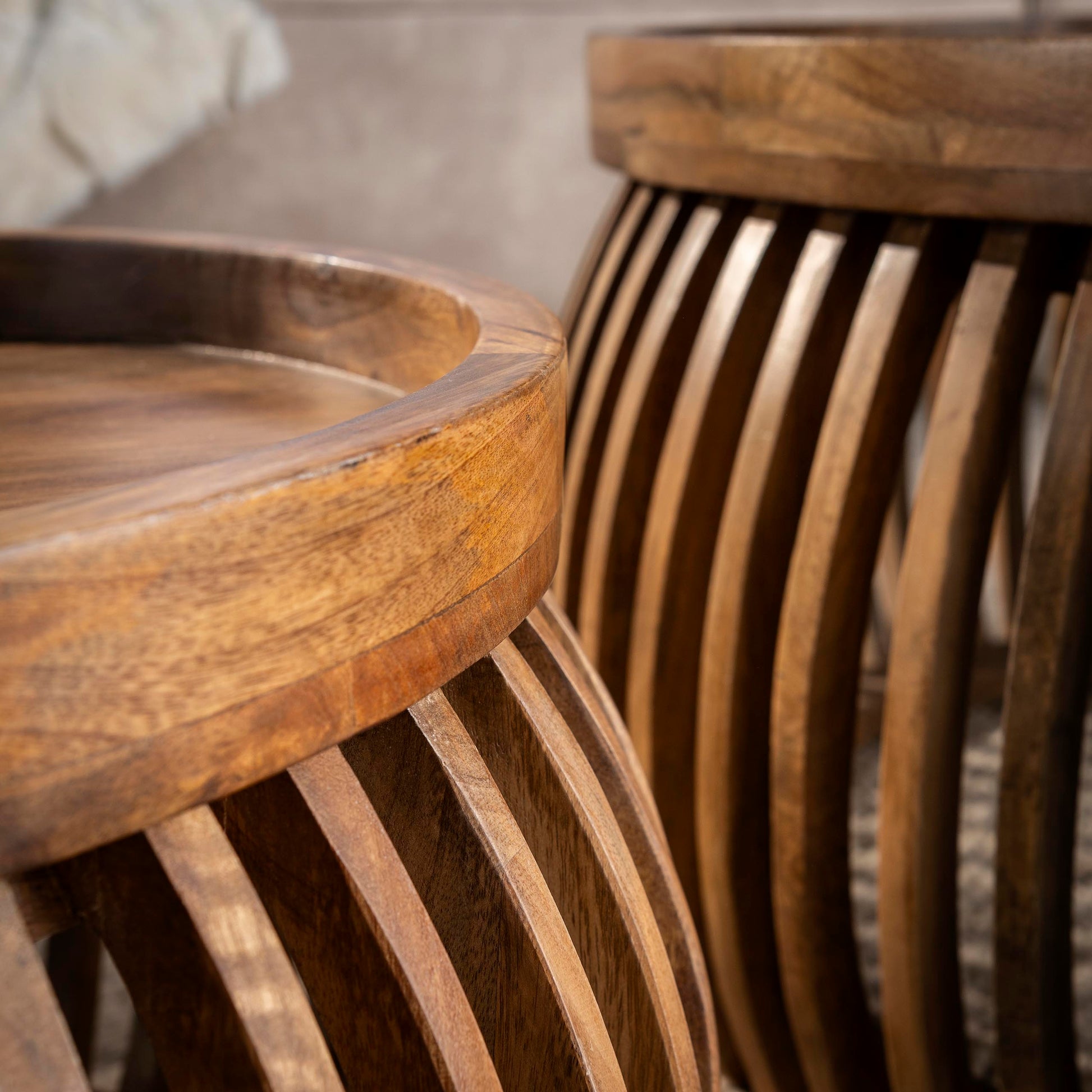 Salontafel Tweak Curve set van 2 / Massief mango zand – afbeelding 2